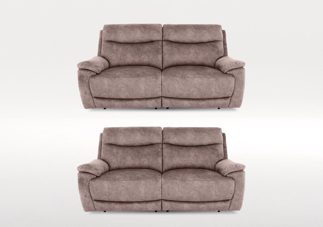 Sloane Two 3 Seater Fabric Power Recliner Sofa Set in 18175 Marble Charcoal Grey on Furniture Village