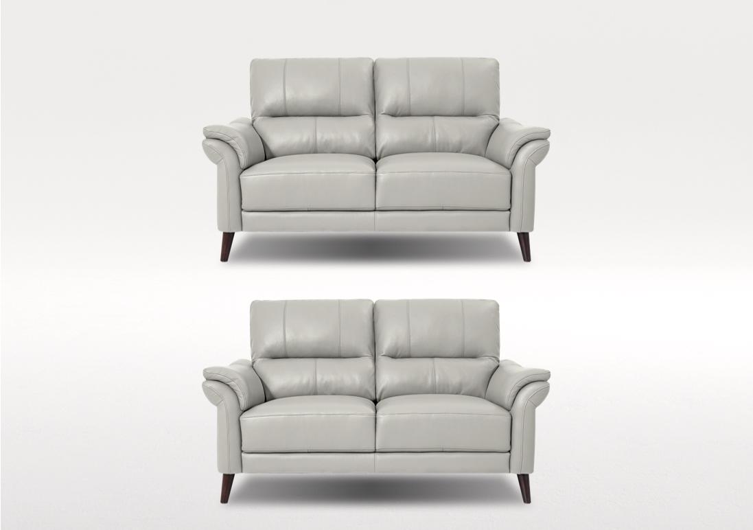 Winner Two 2 Seater Leather Sofas Set in Oslo Cat-40/27 Light Grey on Furniture Village