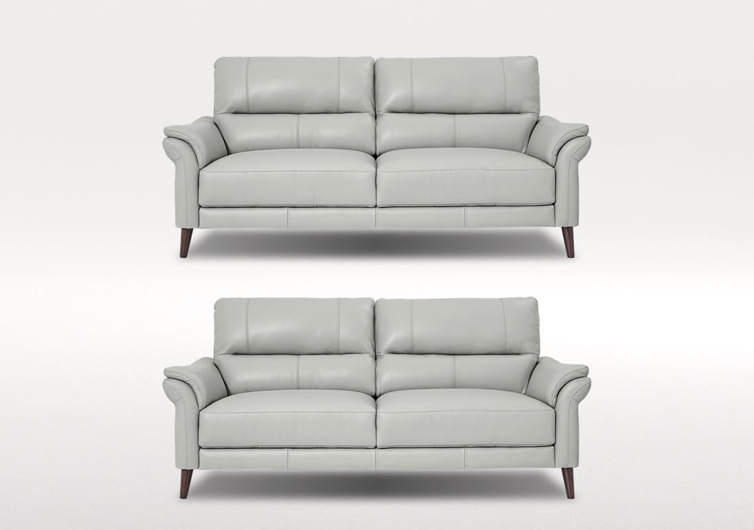 Winner Two 3 Seater Leather Sofas Set in Oslo Cat-40/27 Light Grey on Furniture Village