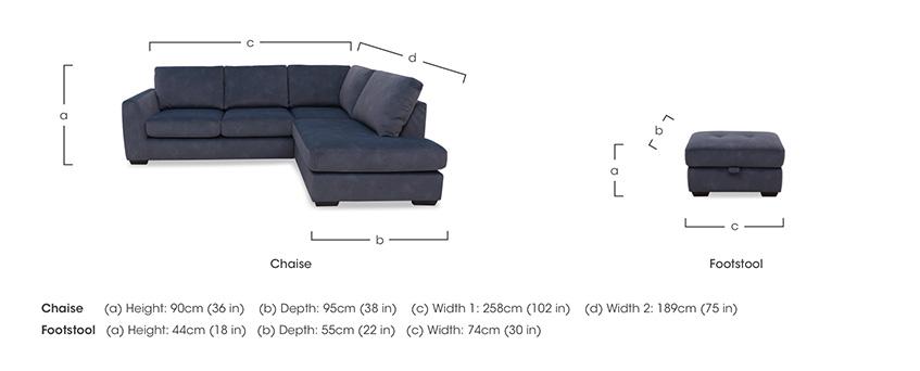 Dinky Fabric Corner Chaise End Sofa and Large Storage Footstool Set in  on Furniture Village
