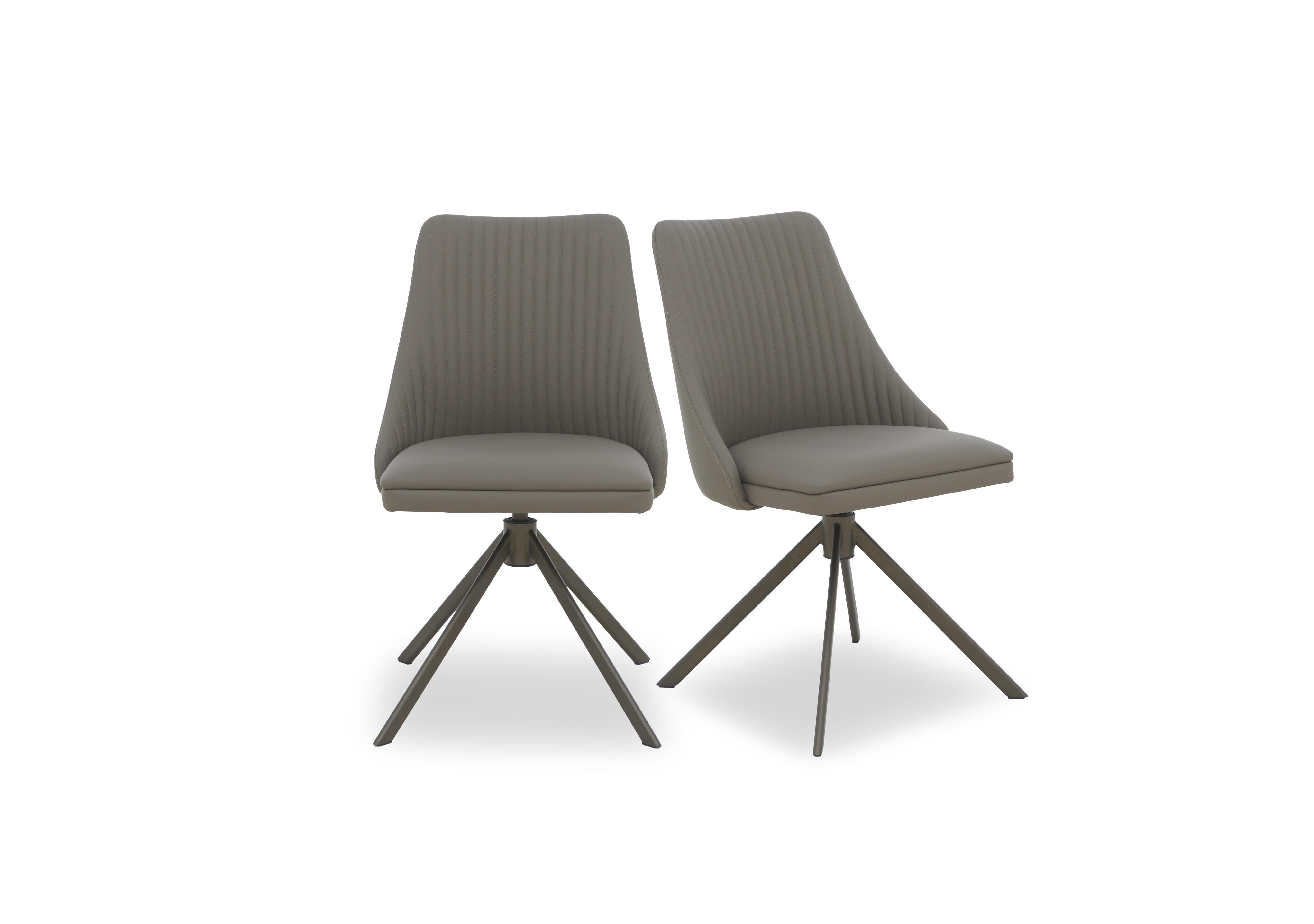 Icon Pair of Swivel Dining Chairs in Dark Taupe - Bronze on Furniture Village