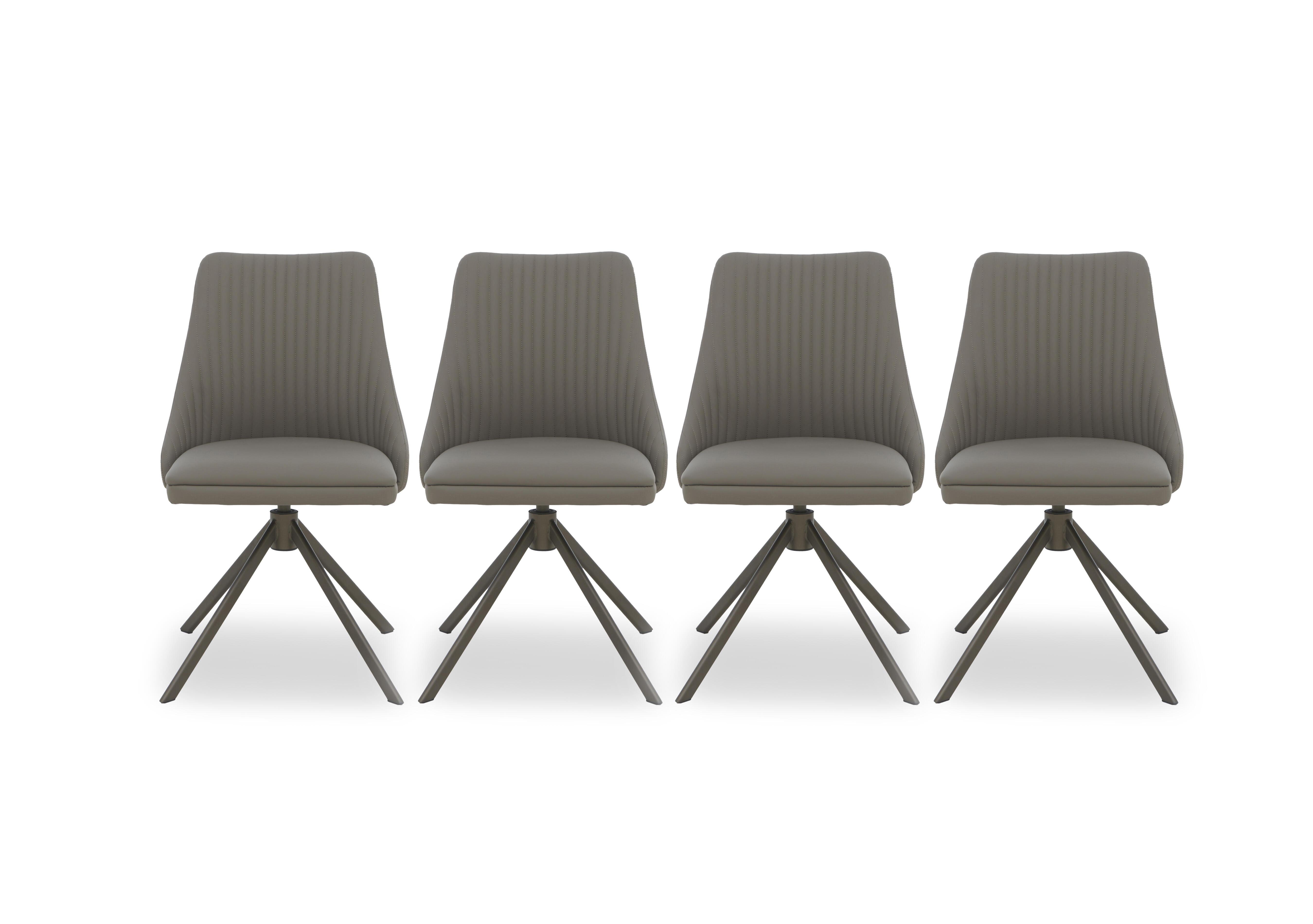 Icon Set of 4 Swivel Dining Chairs in Dark Taupe - Bronze on Furniture Village