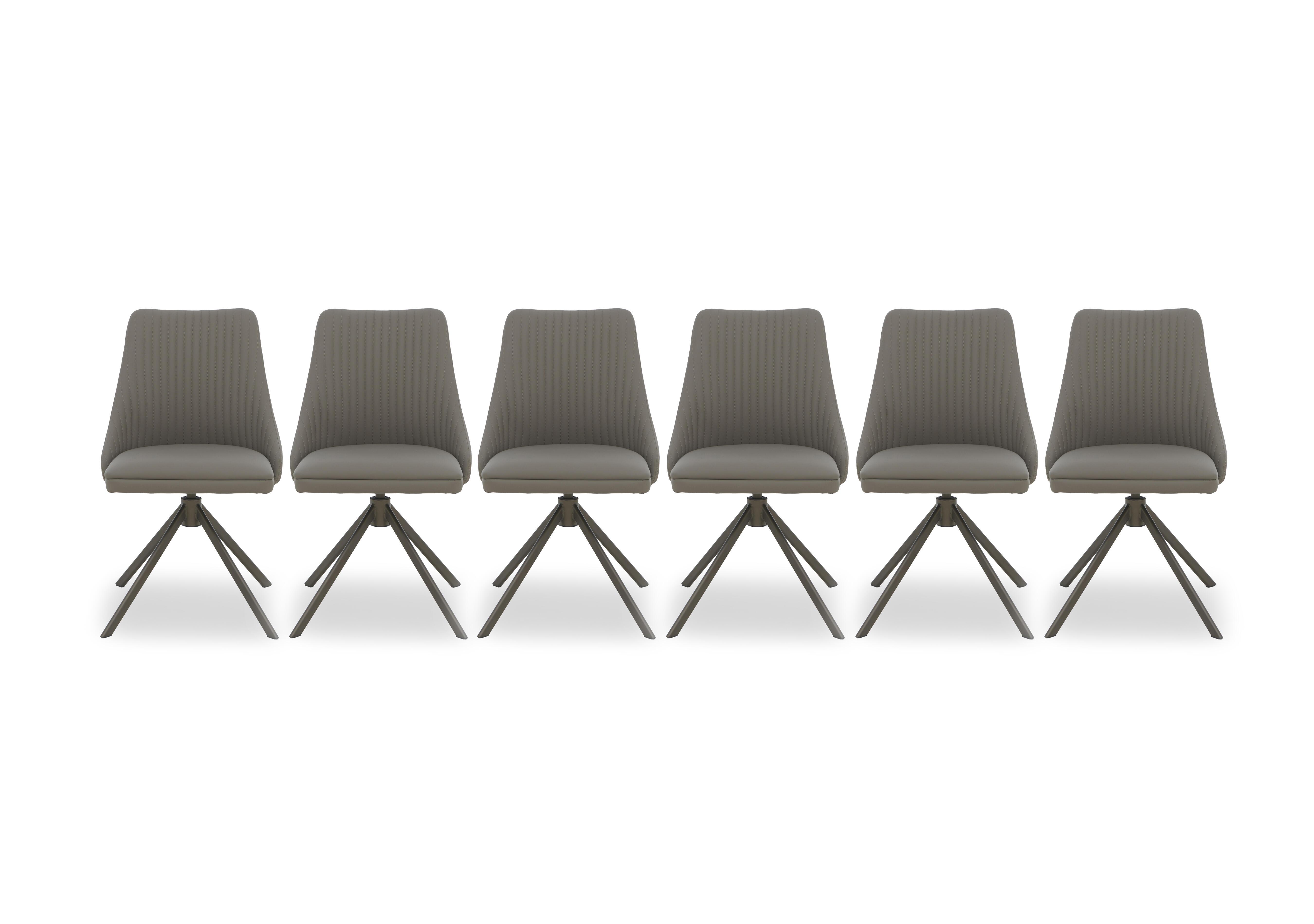 Icon Set of 6 Swivel Dining Chairs in Dark Taupe - Bronze on Furniture Village