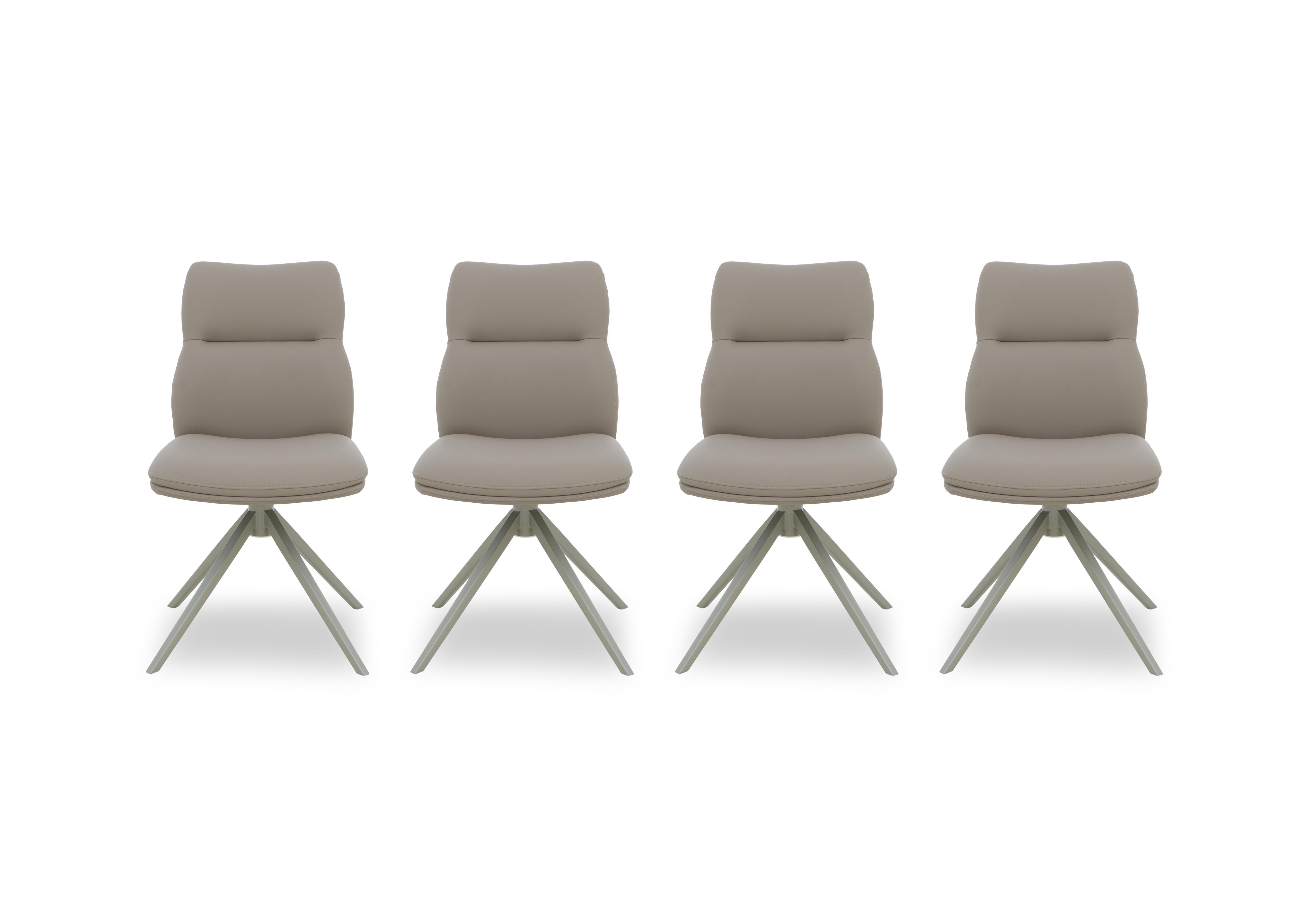 Diva Set of 4 Swivel Dining Chairs in Light Taupe - Silver on Furniture Village