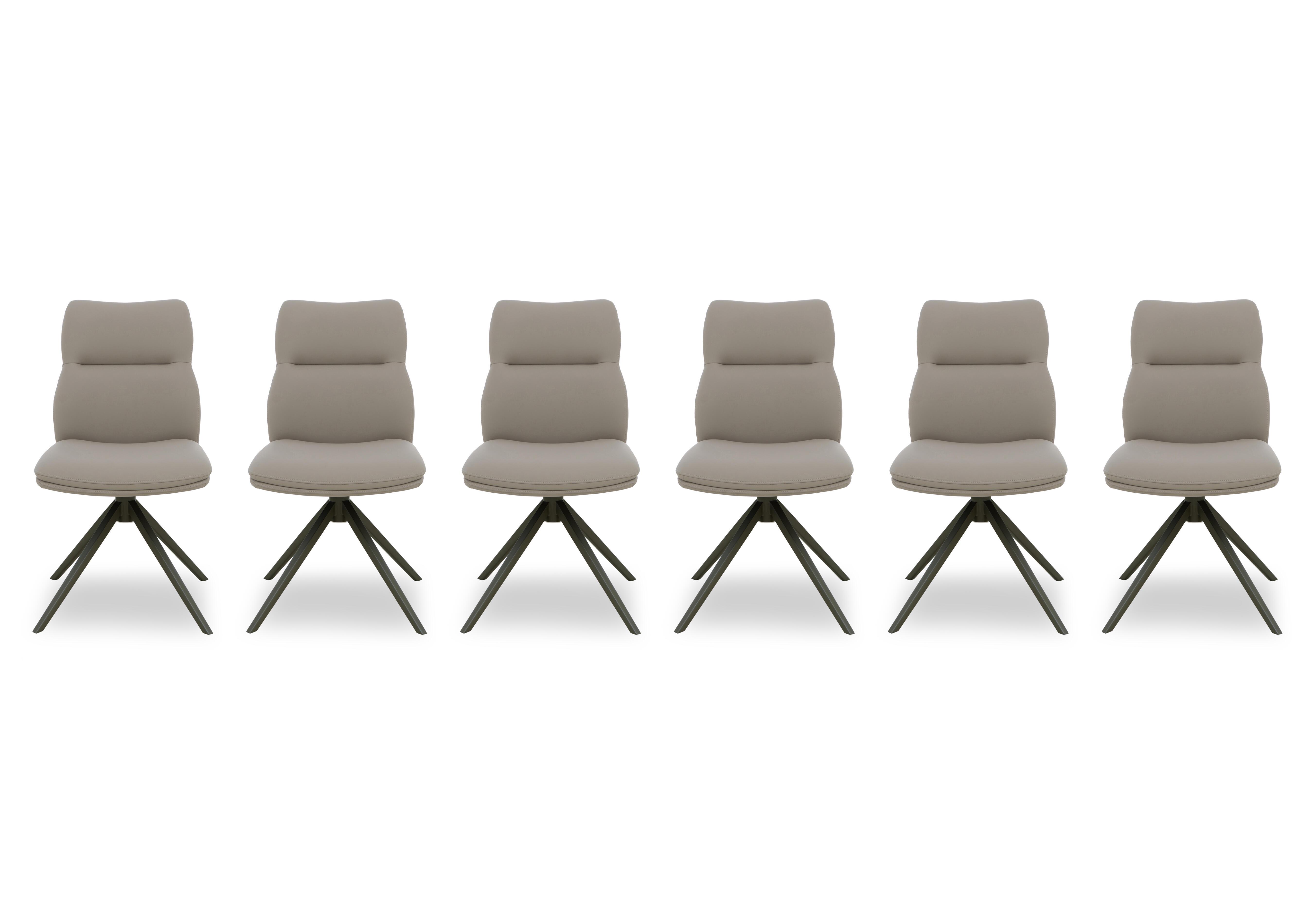 Diva Set of 6 Swivel Dining Chairs in Light Taupe - Bronze on Furniture Village