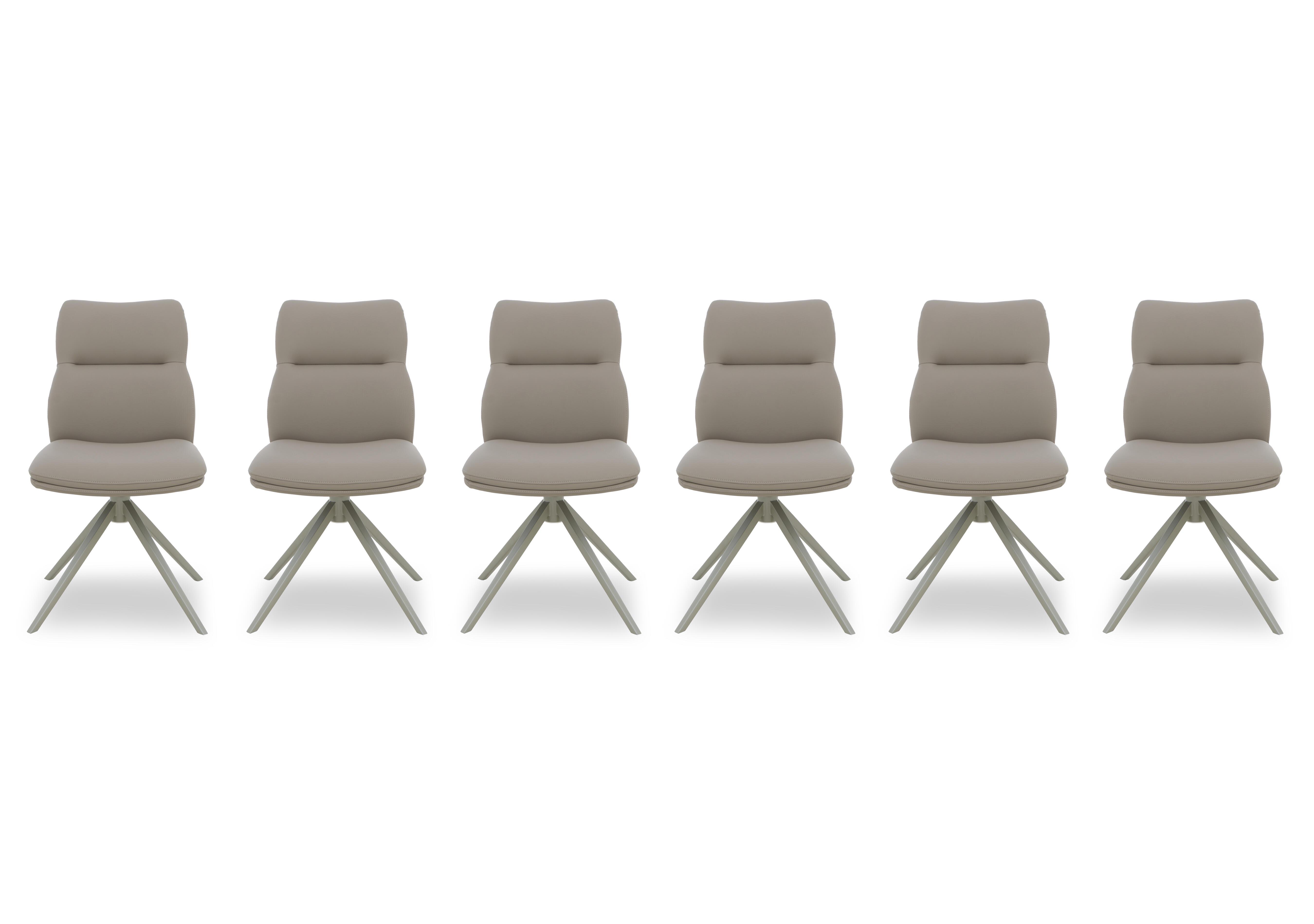 Diva Set of 6 Swivel Dining Chairs in Light Taupe - Silver on Furniture Village
