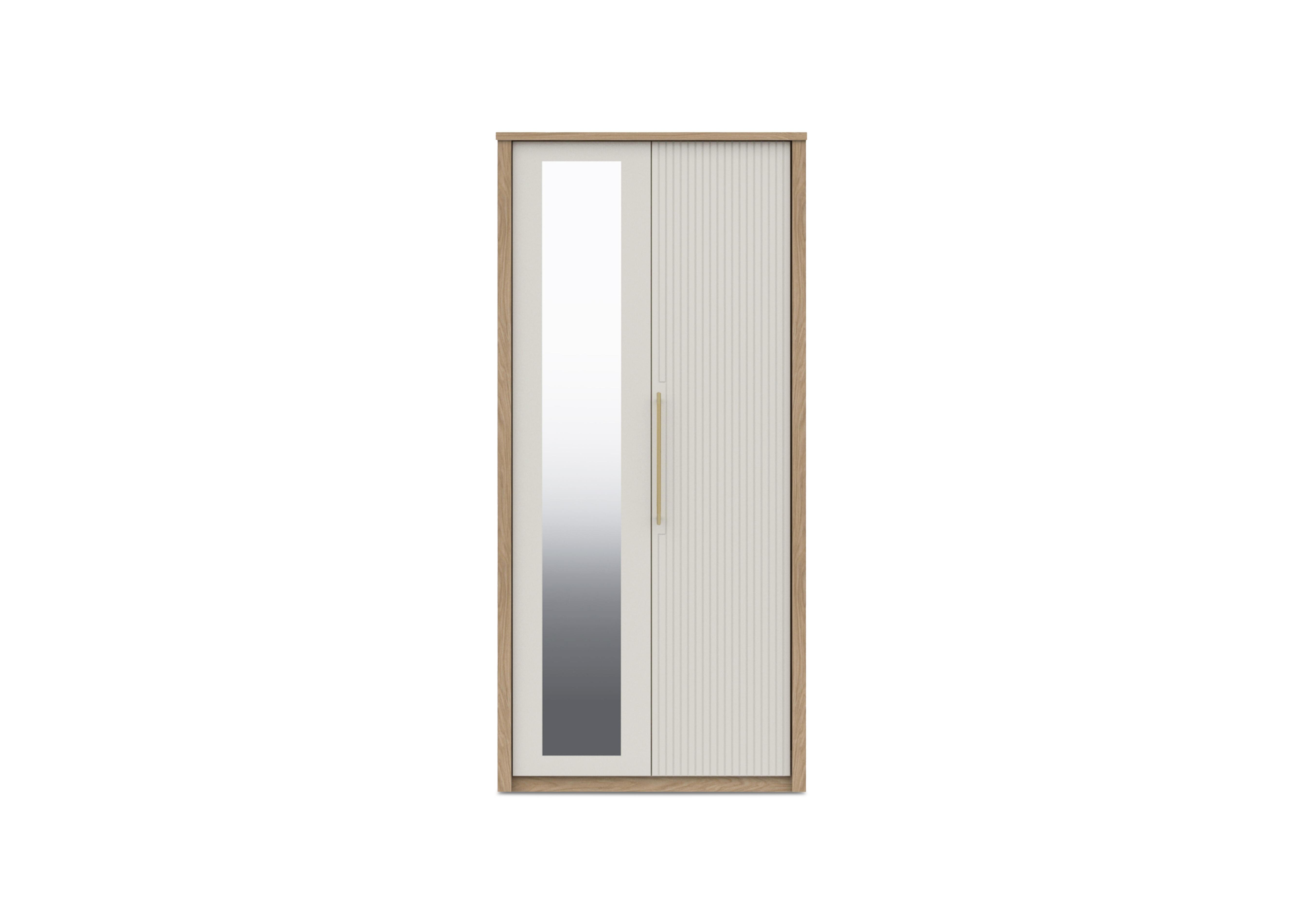 Chelsea 2 Door Wardrobe With Mirror Door and Gold Handles in Snow White on Furniture Village