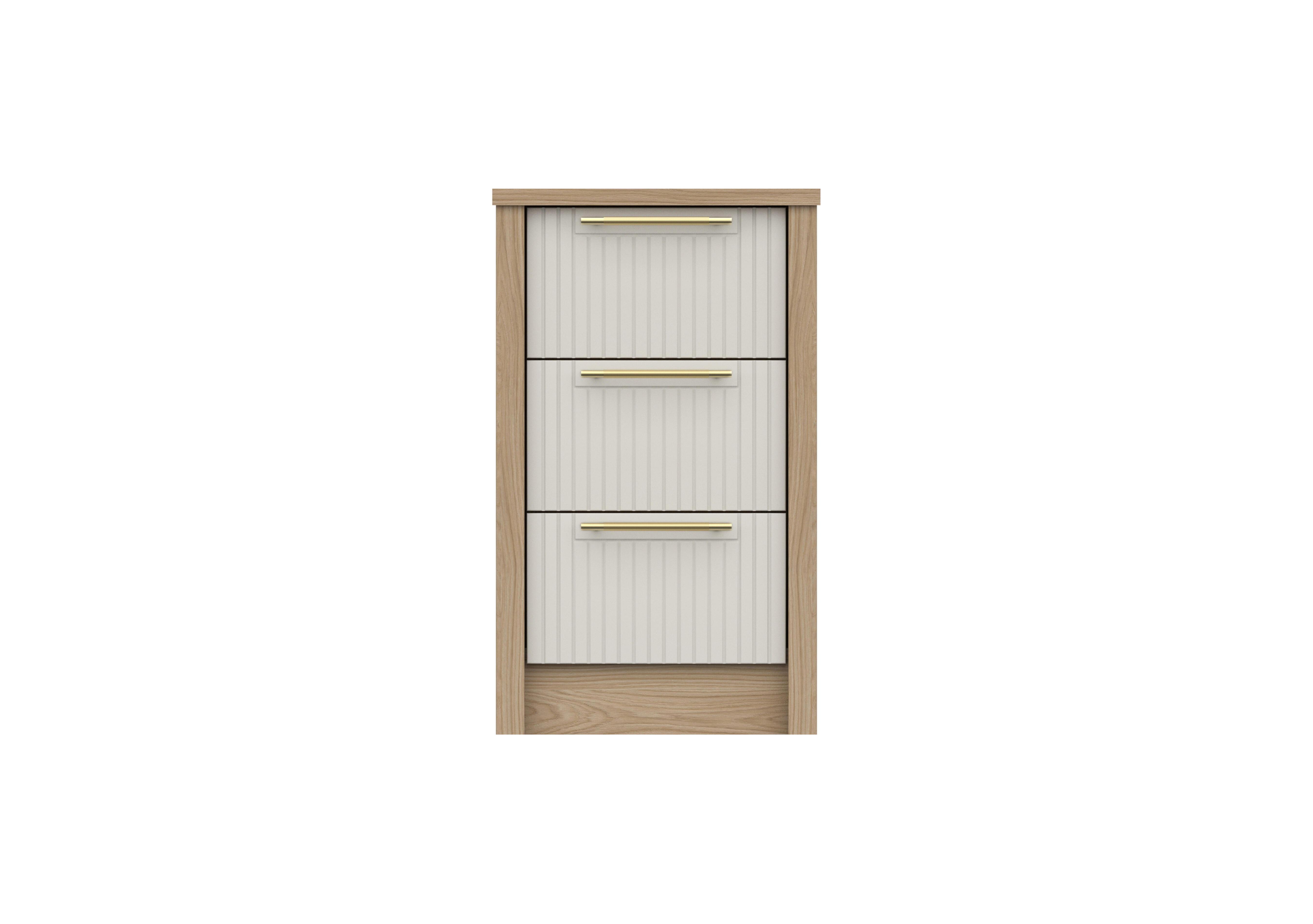 Chelsea 3 Drawer Bedside Cabinet with Gold Handles in Snow White on Furniture Village