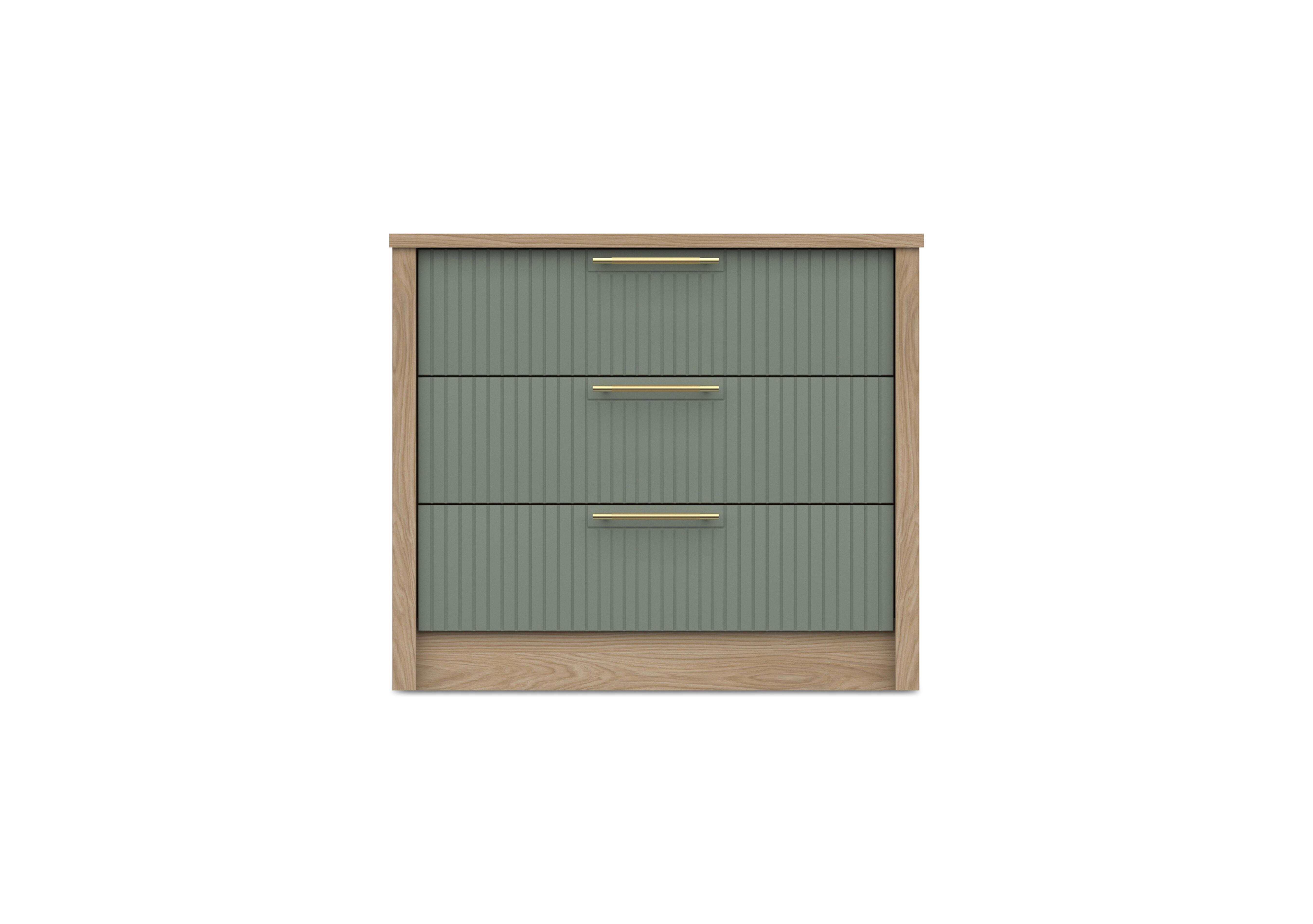 Chelsea 3 Drawer Chest with Gold Handles in Soft Fern on Furniture Village