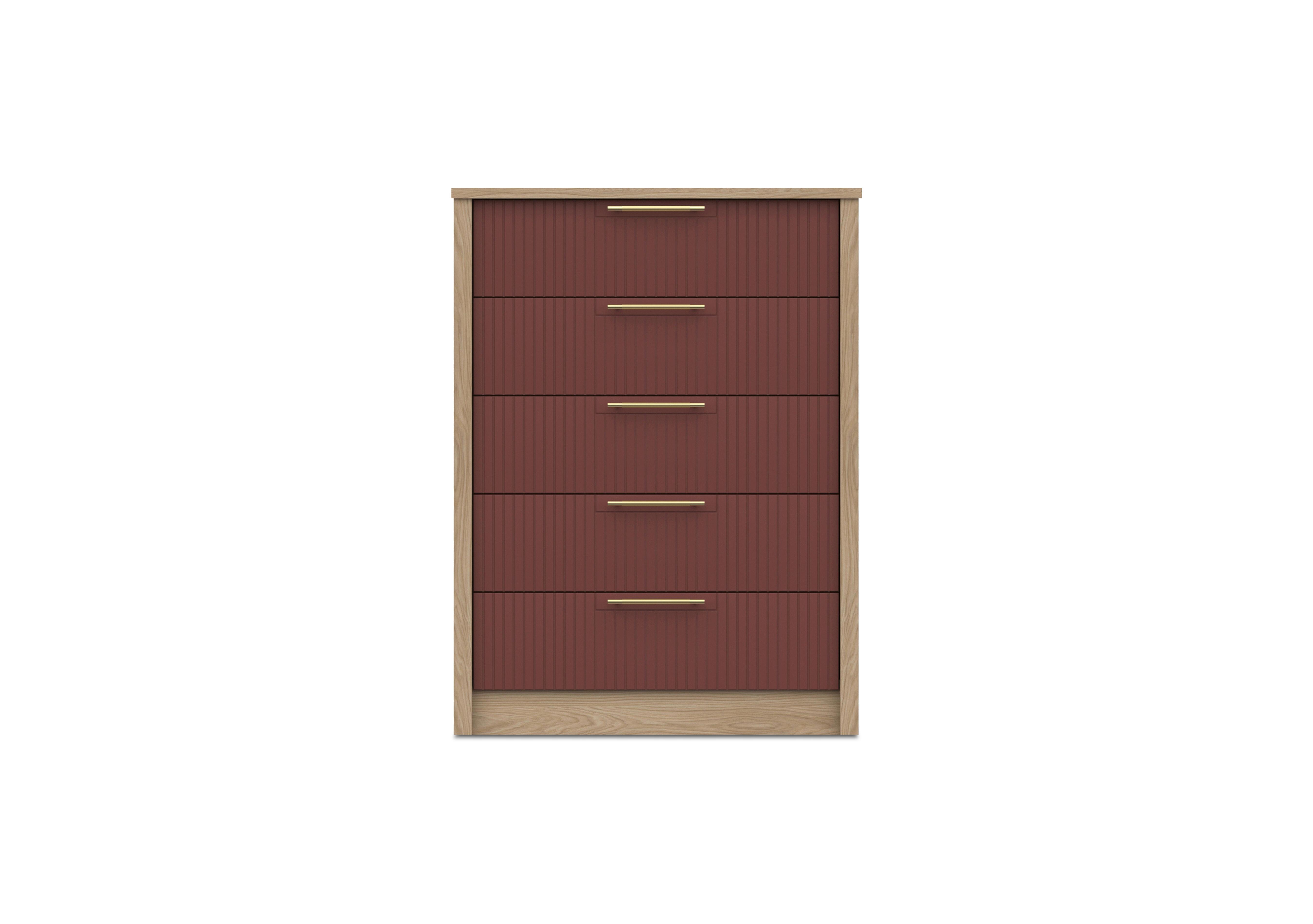 Chelsea 5 Drawer Chest with Gold Handles in Rouge on Furniture Village