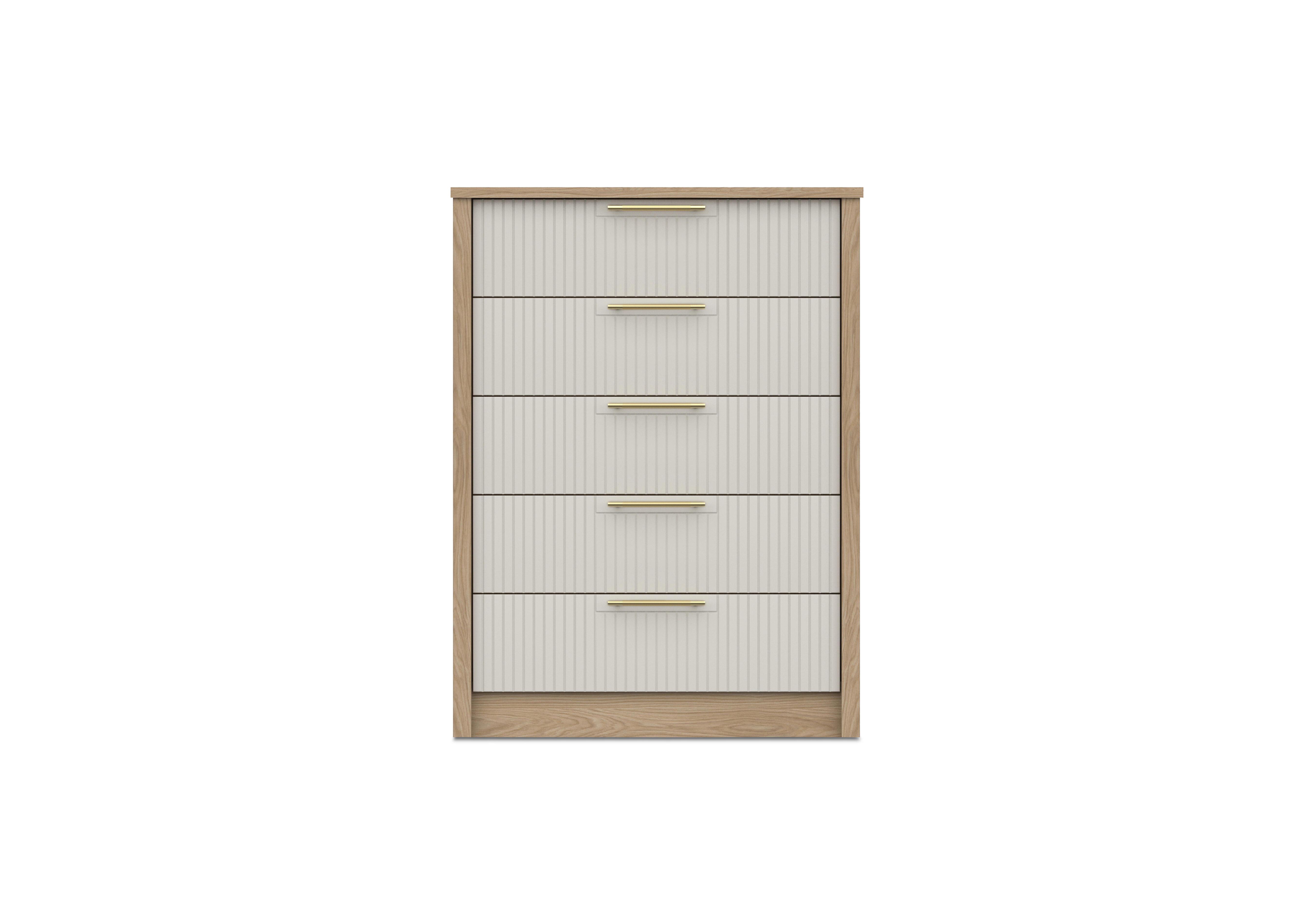 Chelsea 5 Drawer Chest with Gold Handles in Snow White on Furniture Village