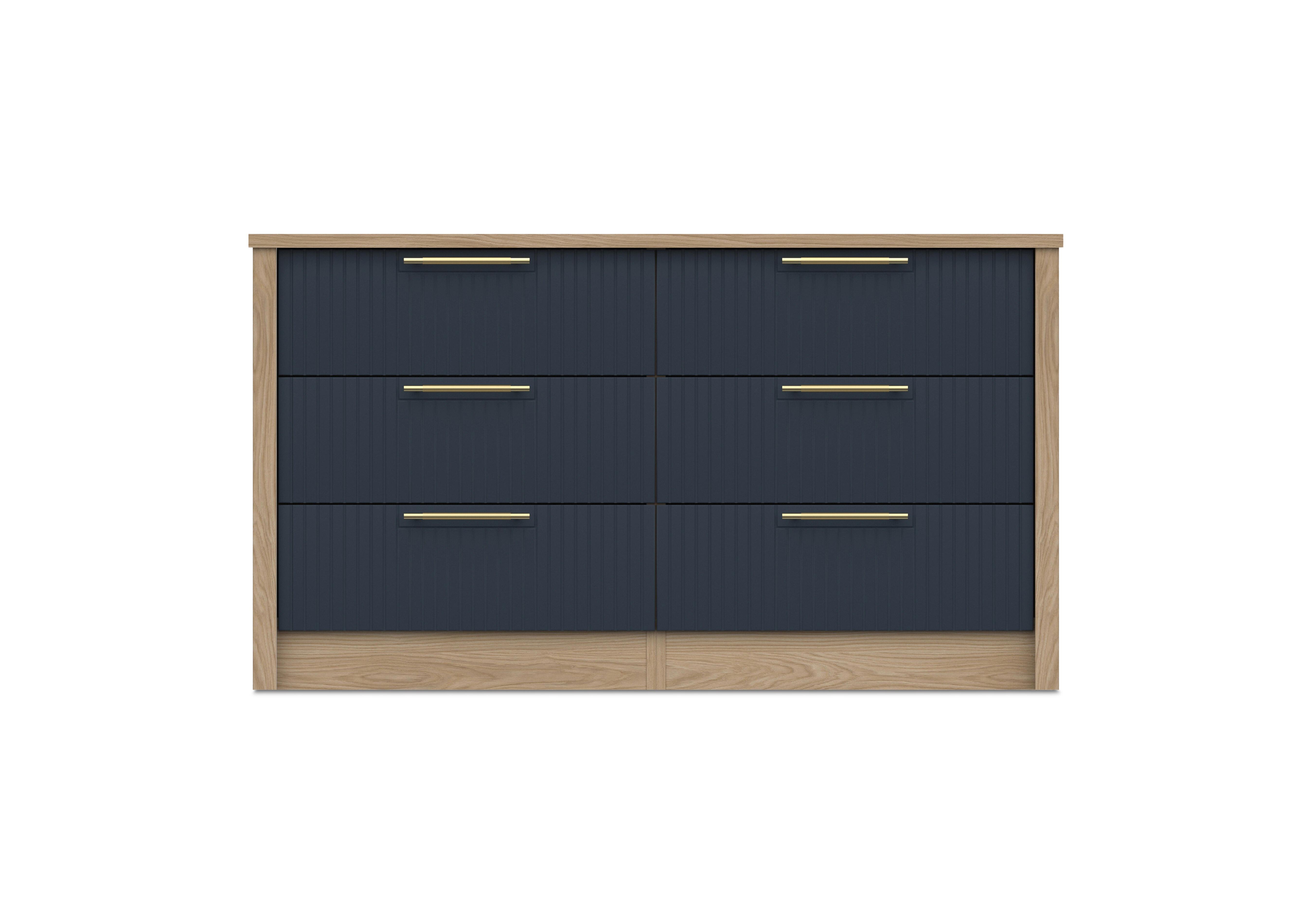 Chelsea 6 Drawer Wide Chest with Gold Handles in Royal Blue on Furniture Village