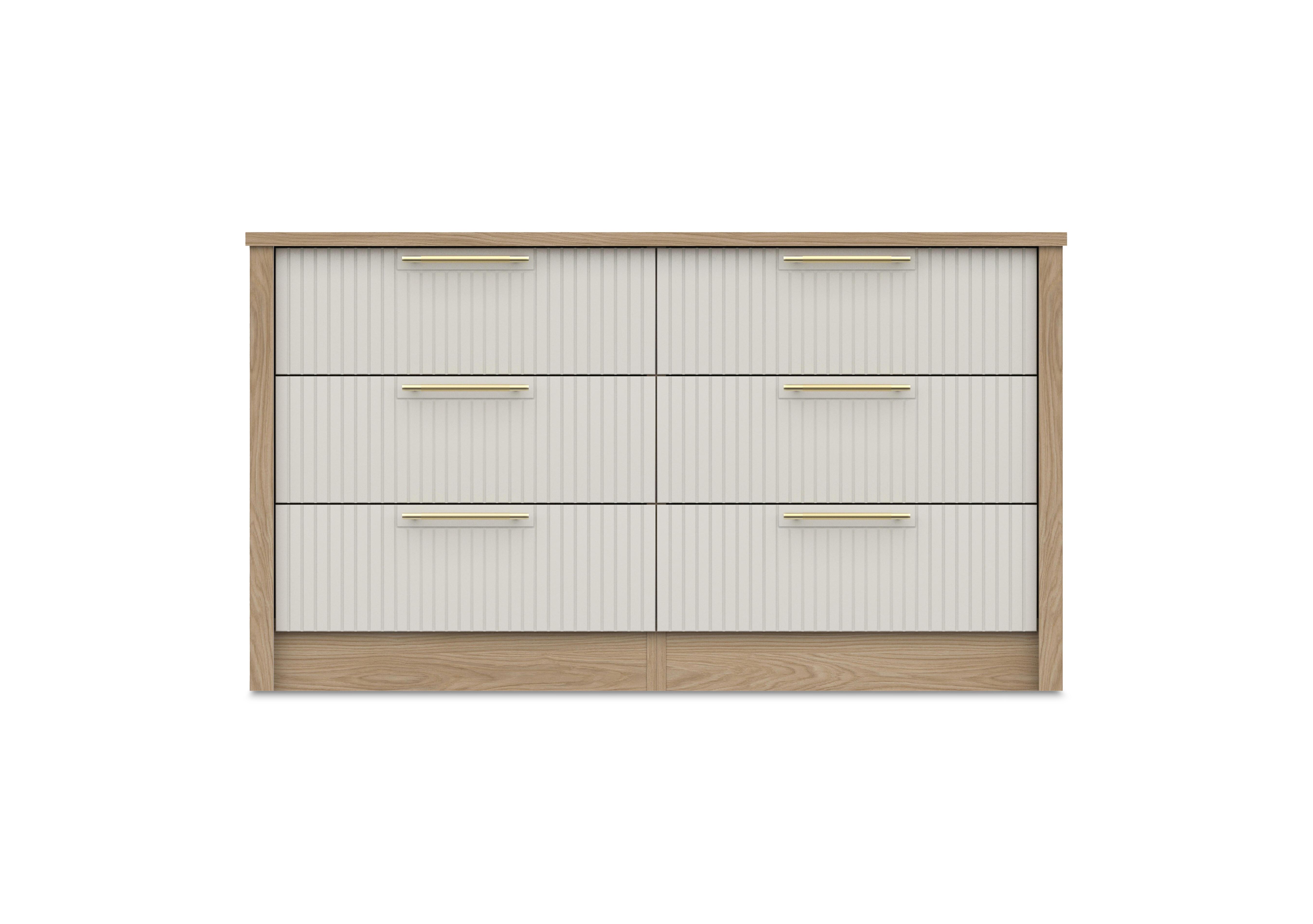 Chelsea 6 Drawer Wide Chest with Gold Handles in Snow White on Furniture Village