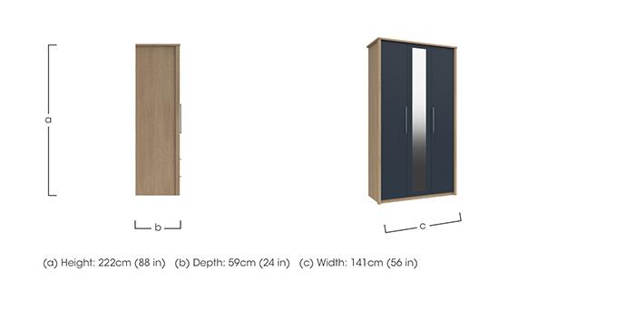 Chelsea 3 Door Tall Wardrobe with Mirror Door and Gold Handles in  on Furniture Village