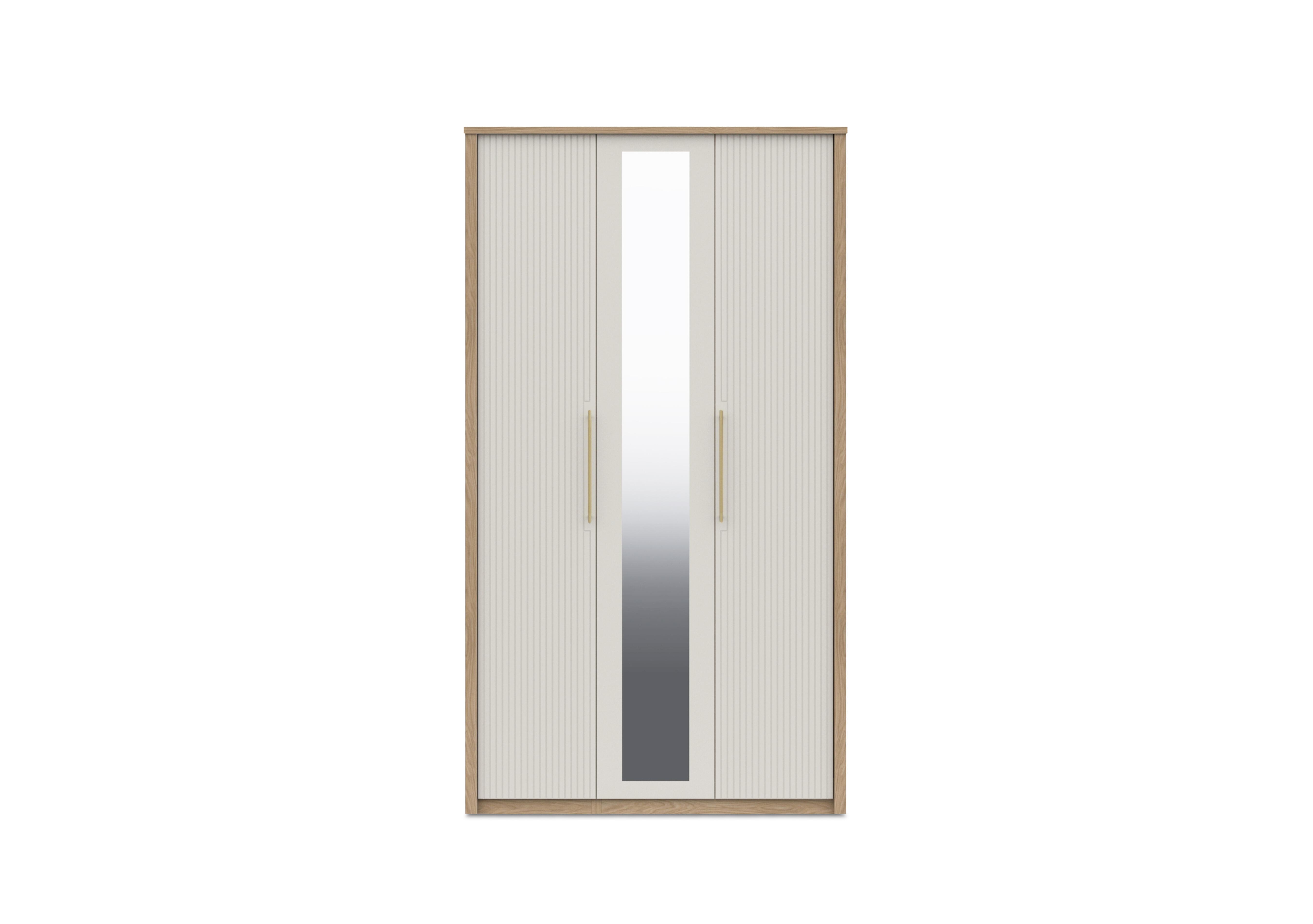 Chelsea 3 Door Tall Wardrobe with Mirror Door and Gold Handles in Snow White on Furniture Village