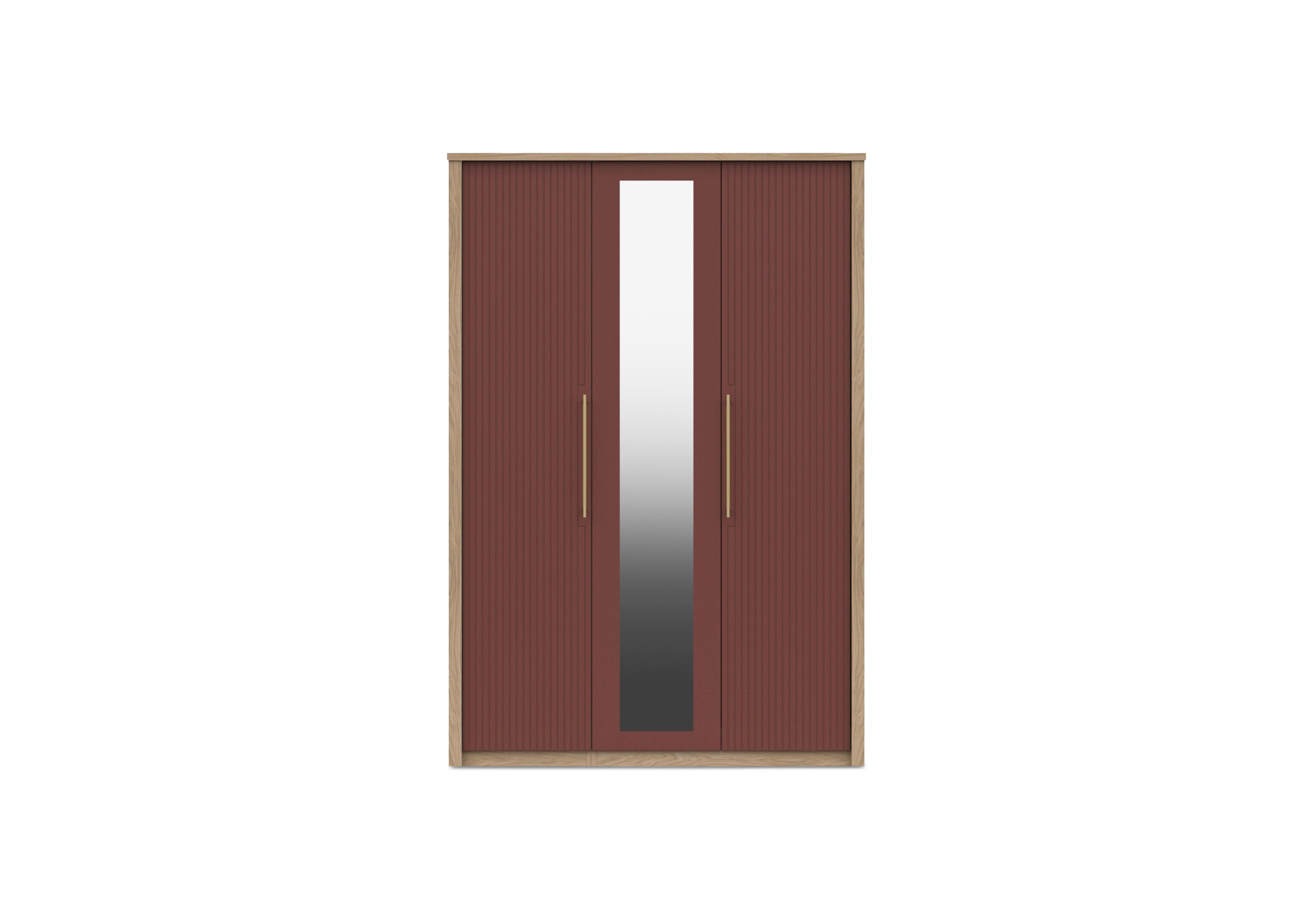 Chelsea 3 Door Wardrobe With Mirror Door and Gold Handles in Rouge on Furniture Village