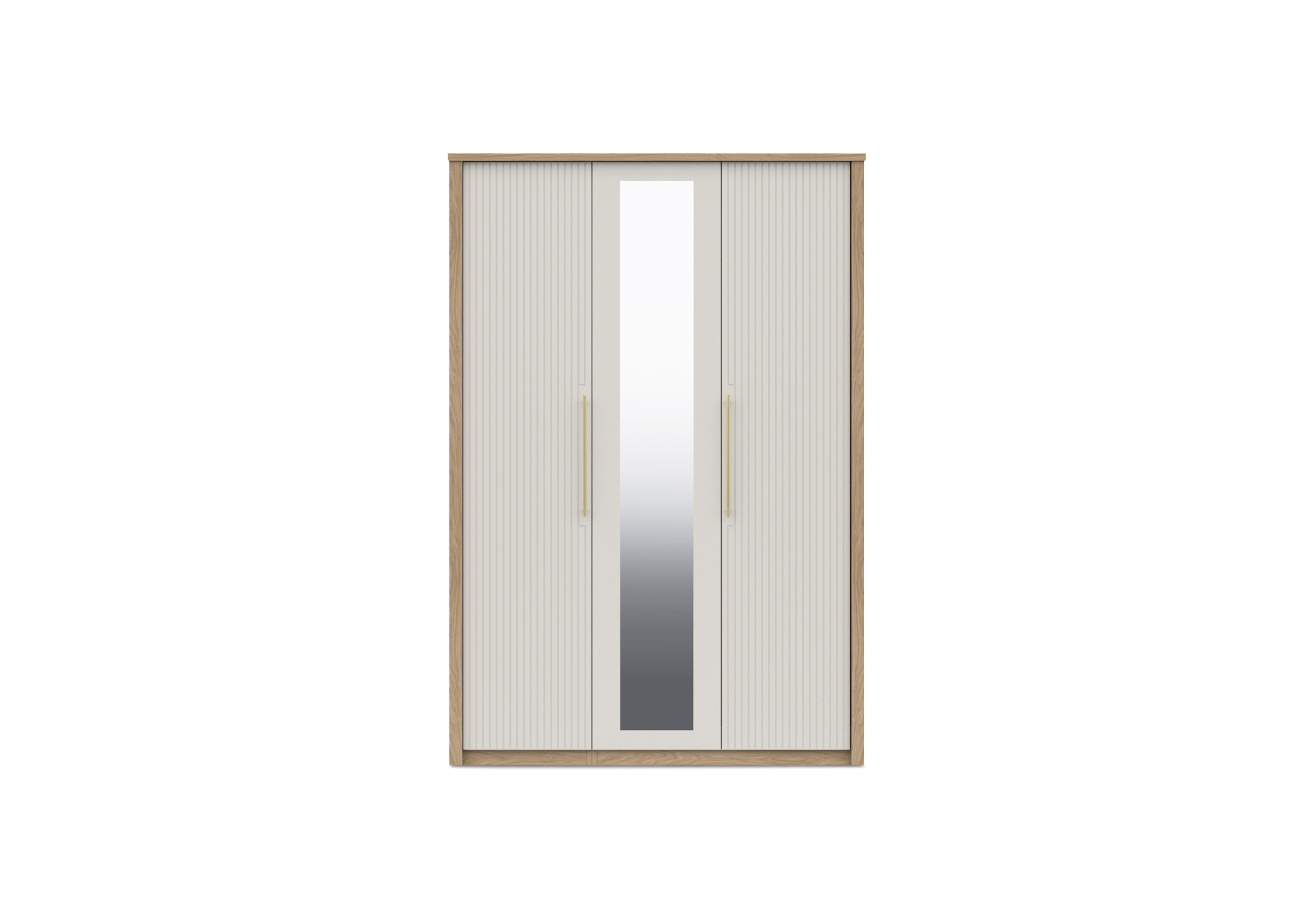 Chelsea 3 Door Wardrobe With Mirror Door and Gold Handles in Snow White on Furniture Village