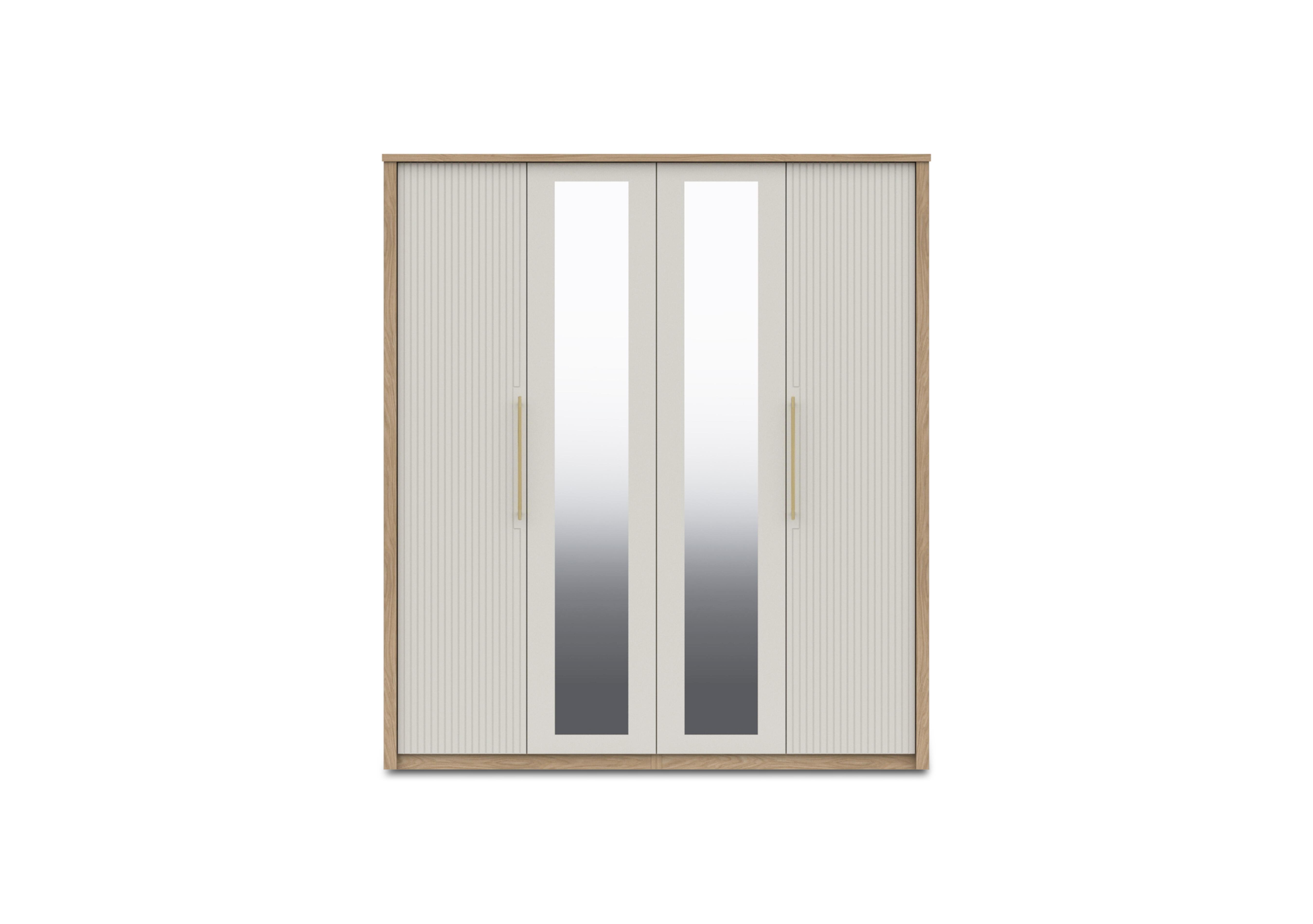 Chelsea 4 Door Wardrobe with 2 Mirror Doors and Gold Handles in Snow White on Furniture Village