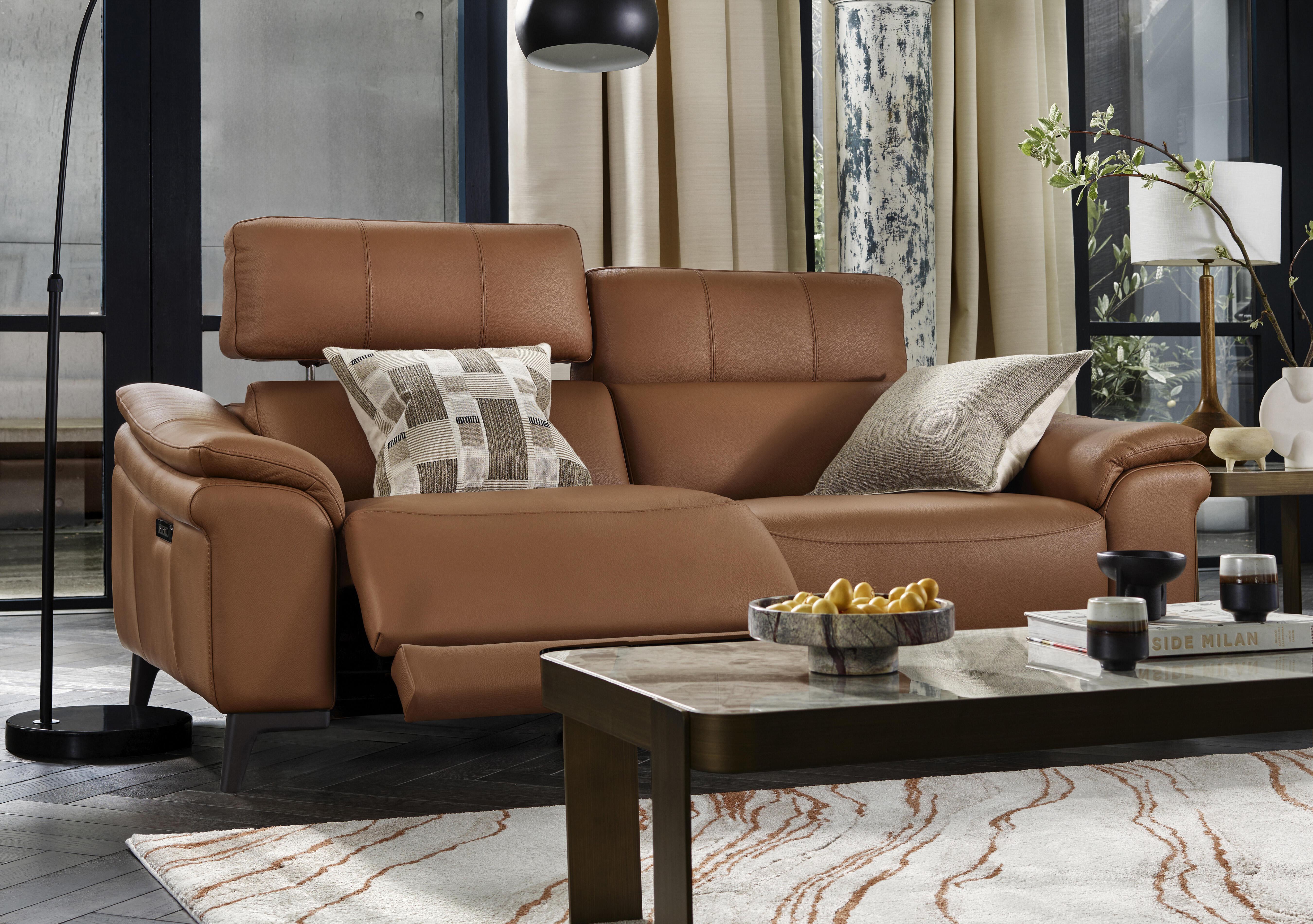 Marconi 3 Seater Leather Power Recliner Sofa with Power Headrests and Power Lumbar in  on Furniture Village