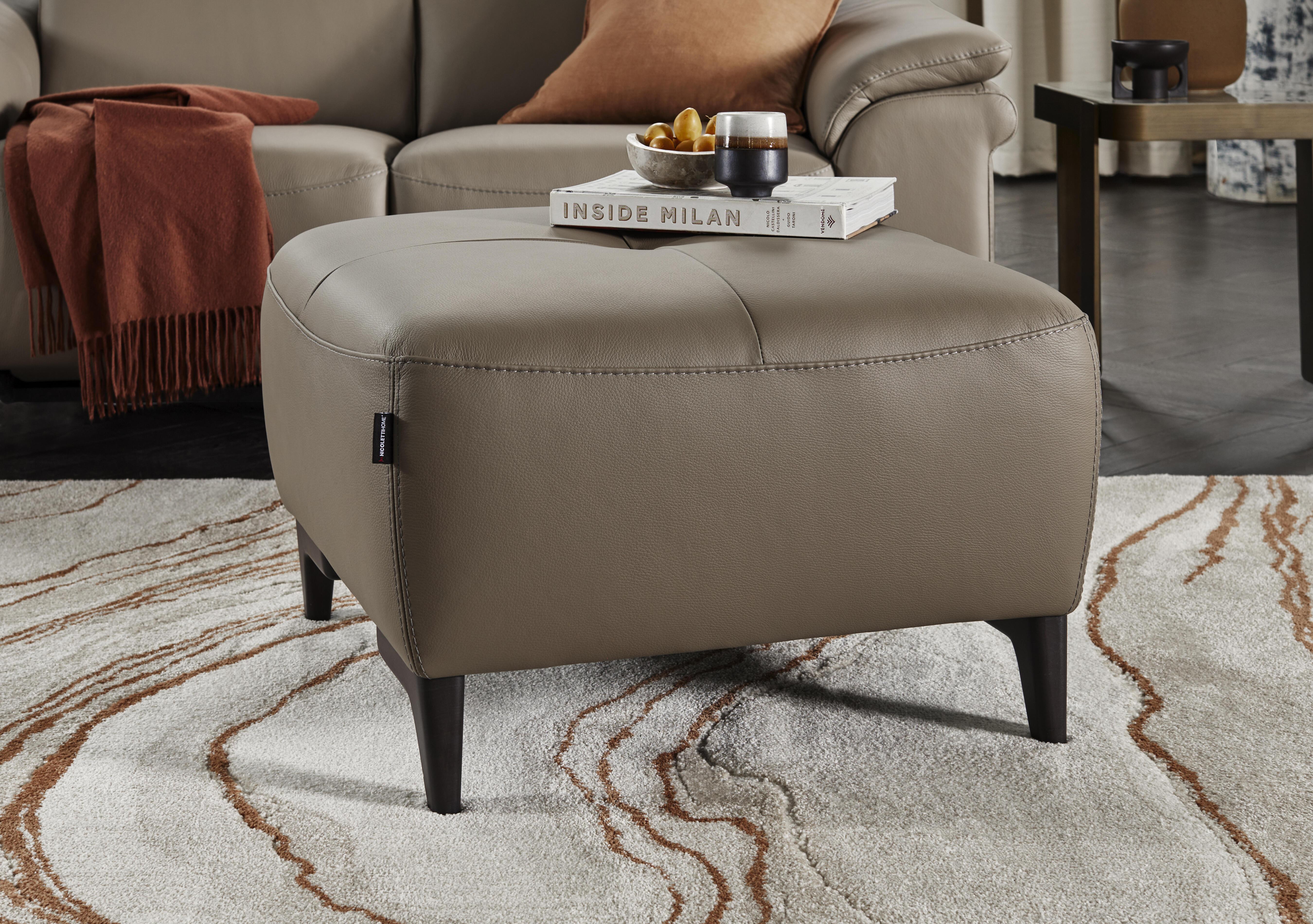 Marconi Leather Footstool in  on Furniture Village