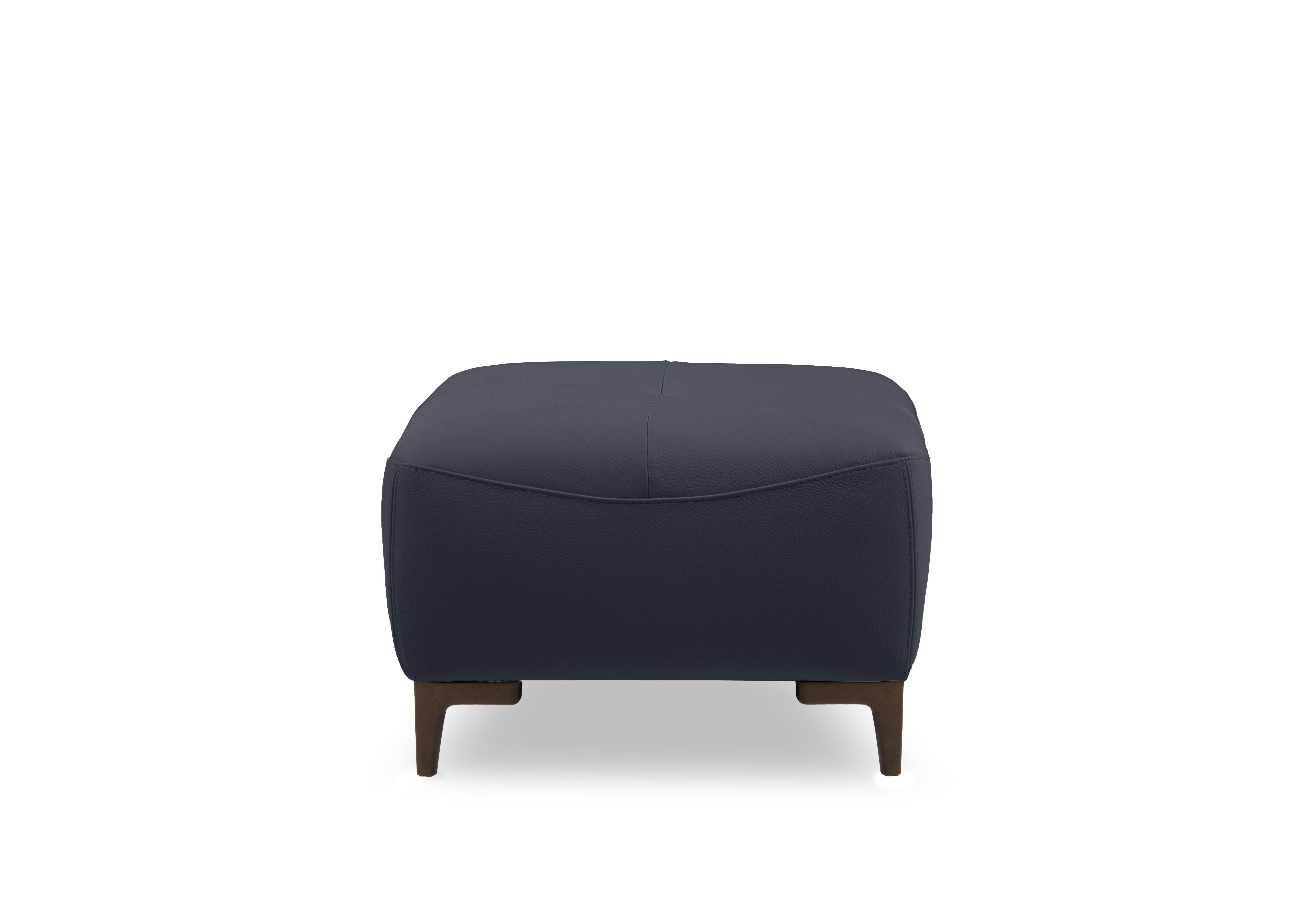 Marconi Leather Footstool in Botero Navy 2172 Rw on Furniture Village