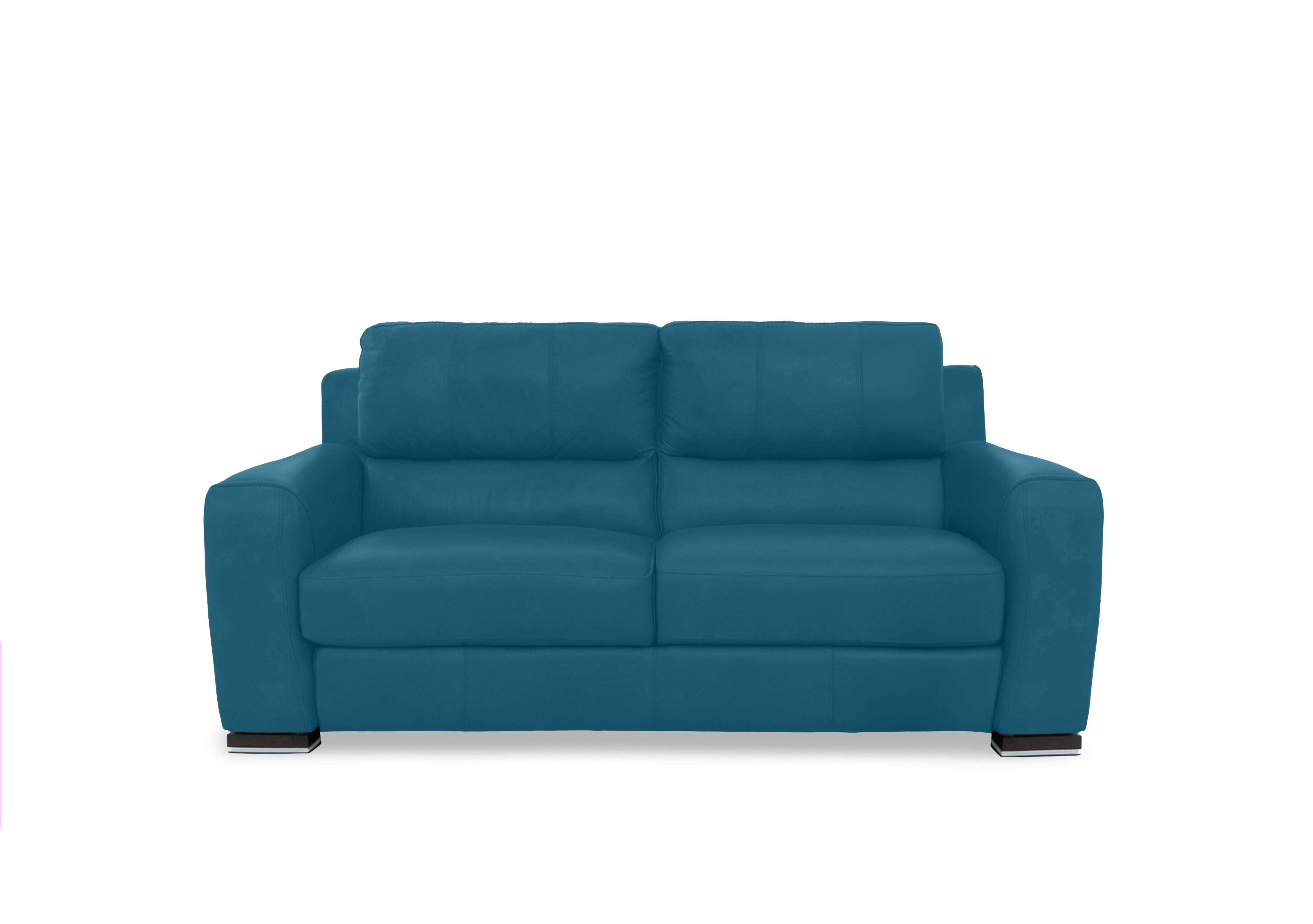 Viali Leather 2 Seater Sofa in Cometa Avio 2875 on Furniture Village