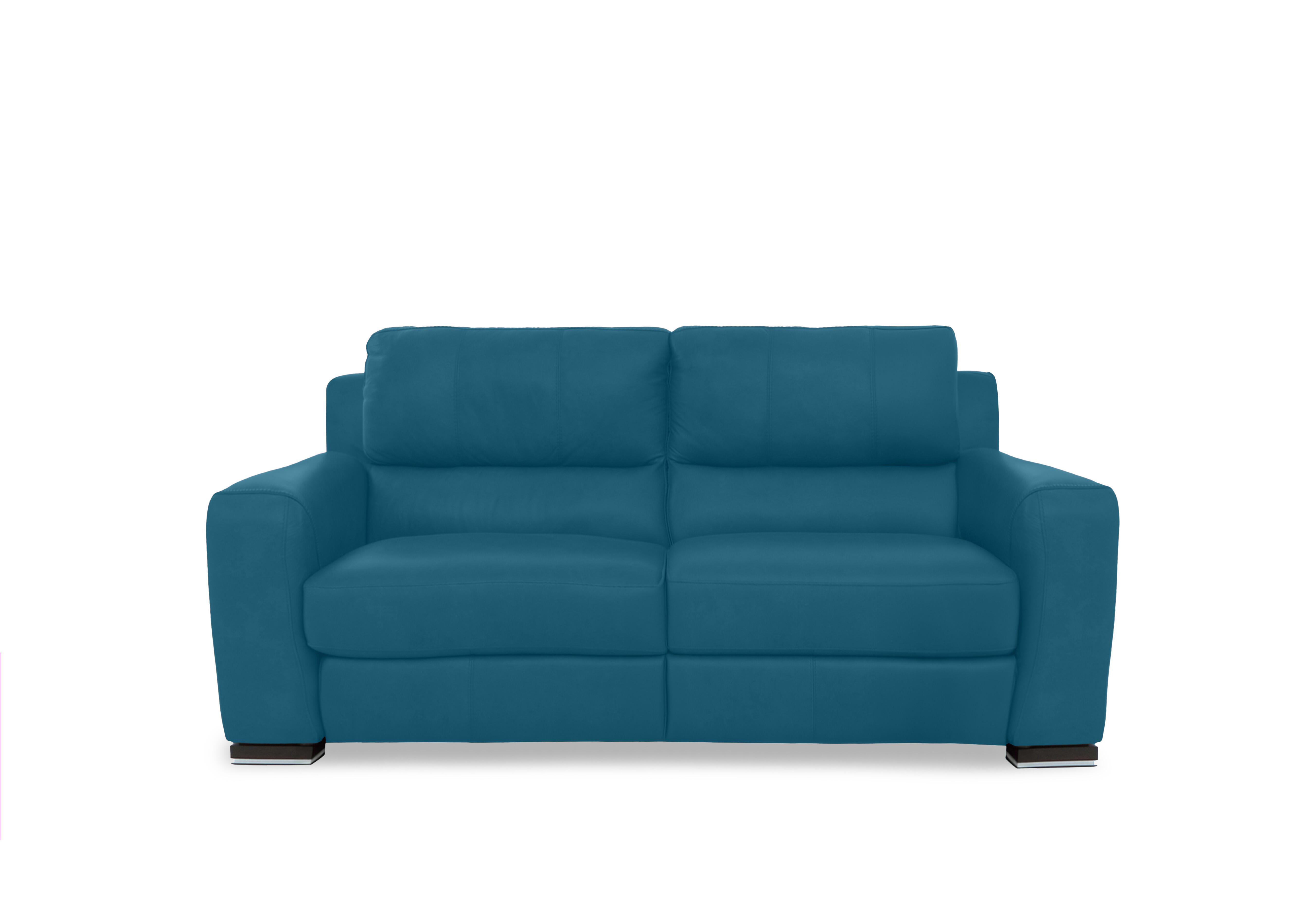 Viali Leather 2 Seater Sofa in Cometa Avio 2875 on Furniture Village