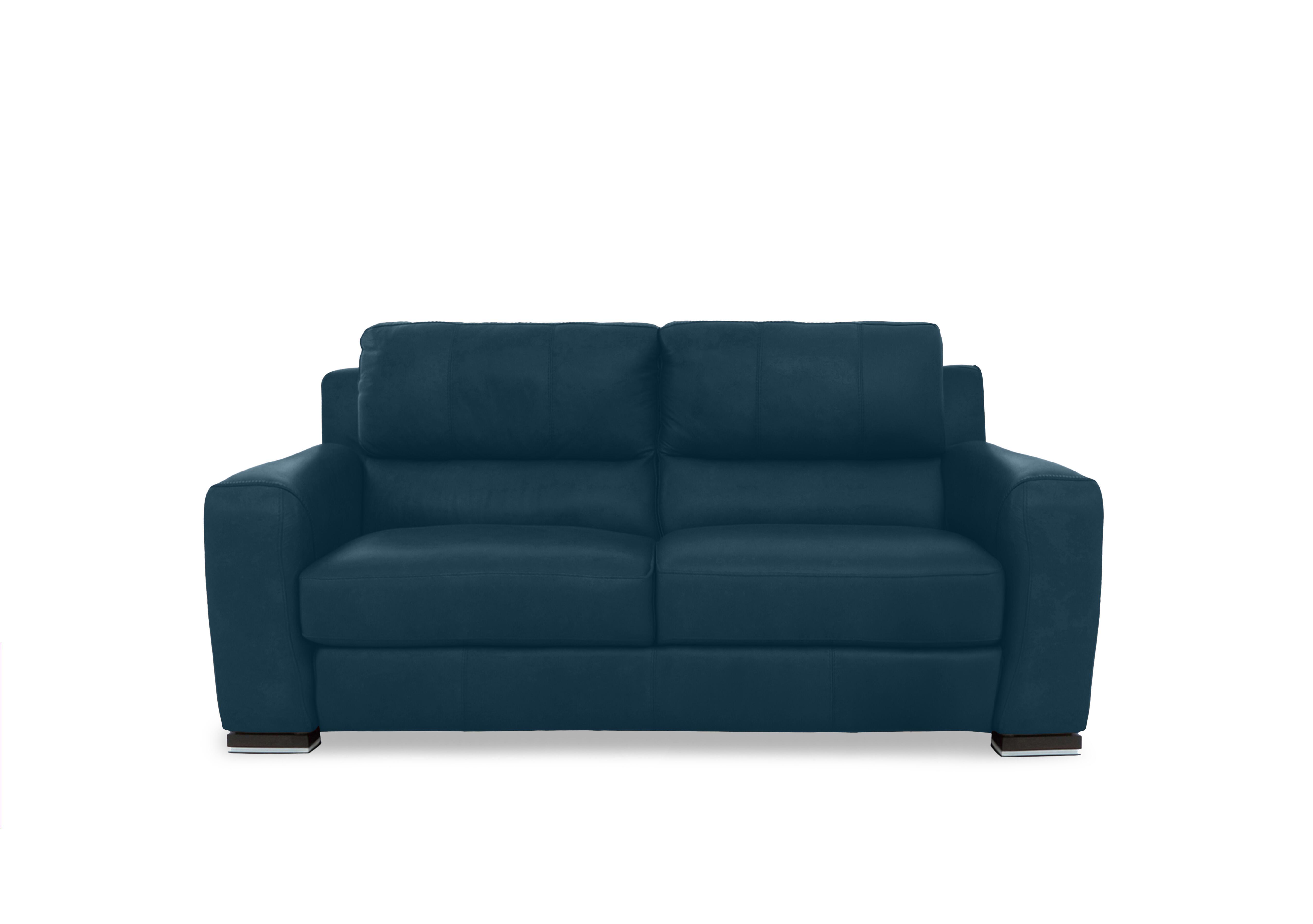 Viali Leather 2 Seater Sofa in Cometa Blu 2878 on Furniture Village