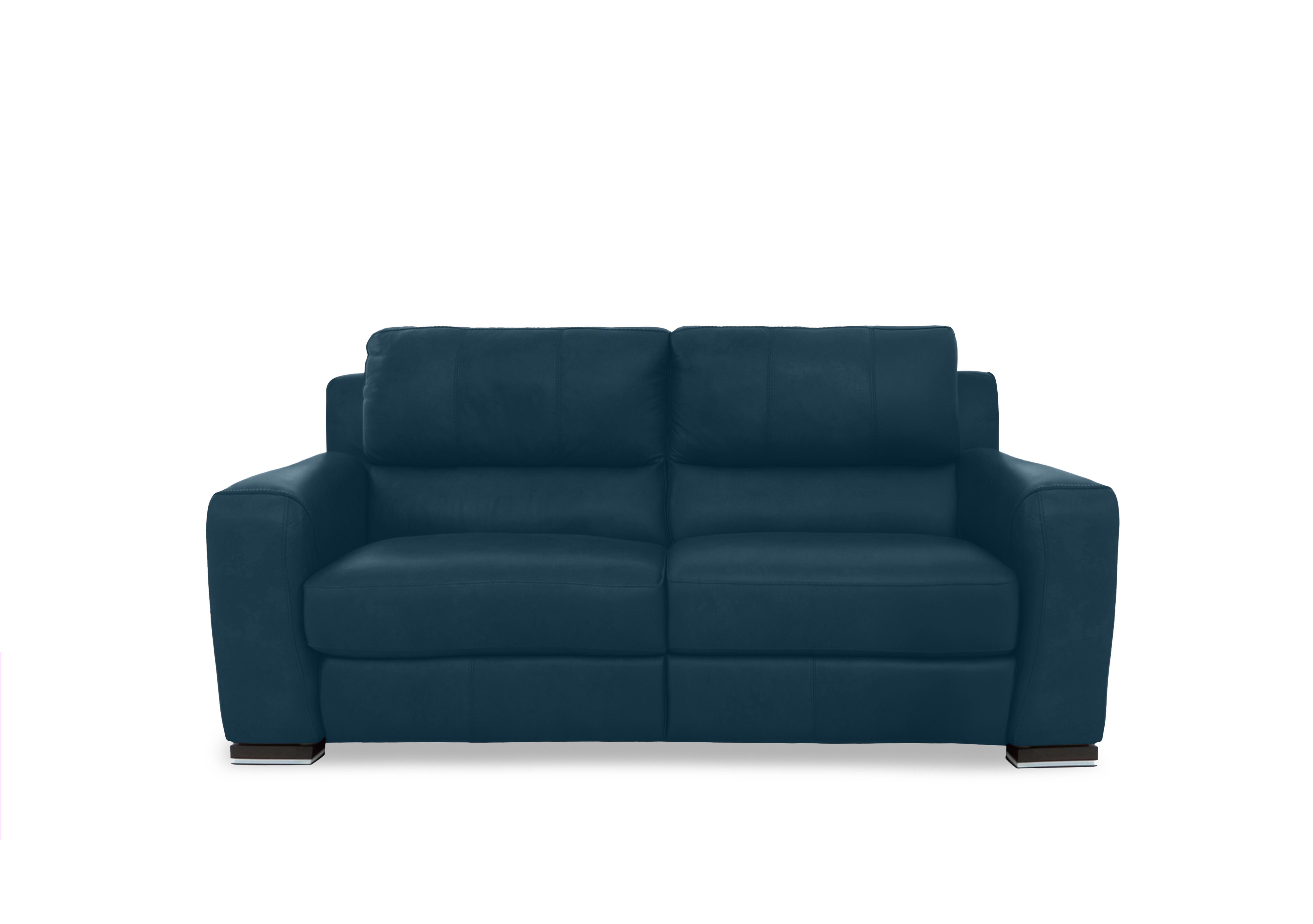 Viali Leather 2 Seater Sofa in Cometa Blu 2878 on Furniture Village