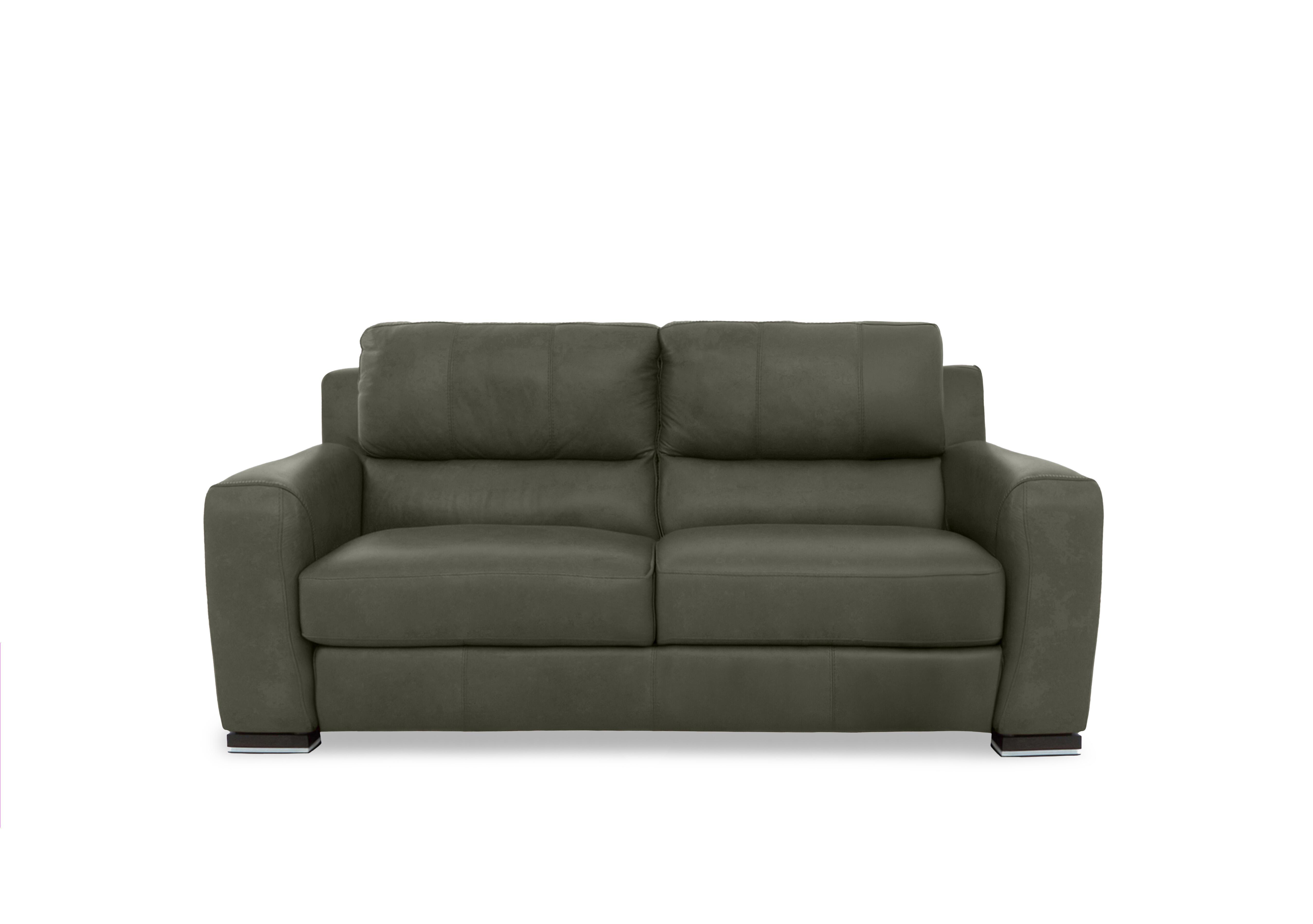 Viali Leather 2 Seater Sofa in Tatto Olive 4372 on Furniture Village