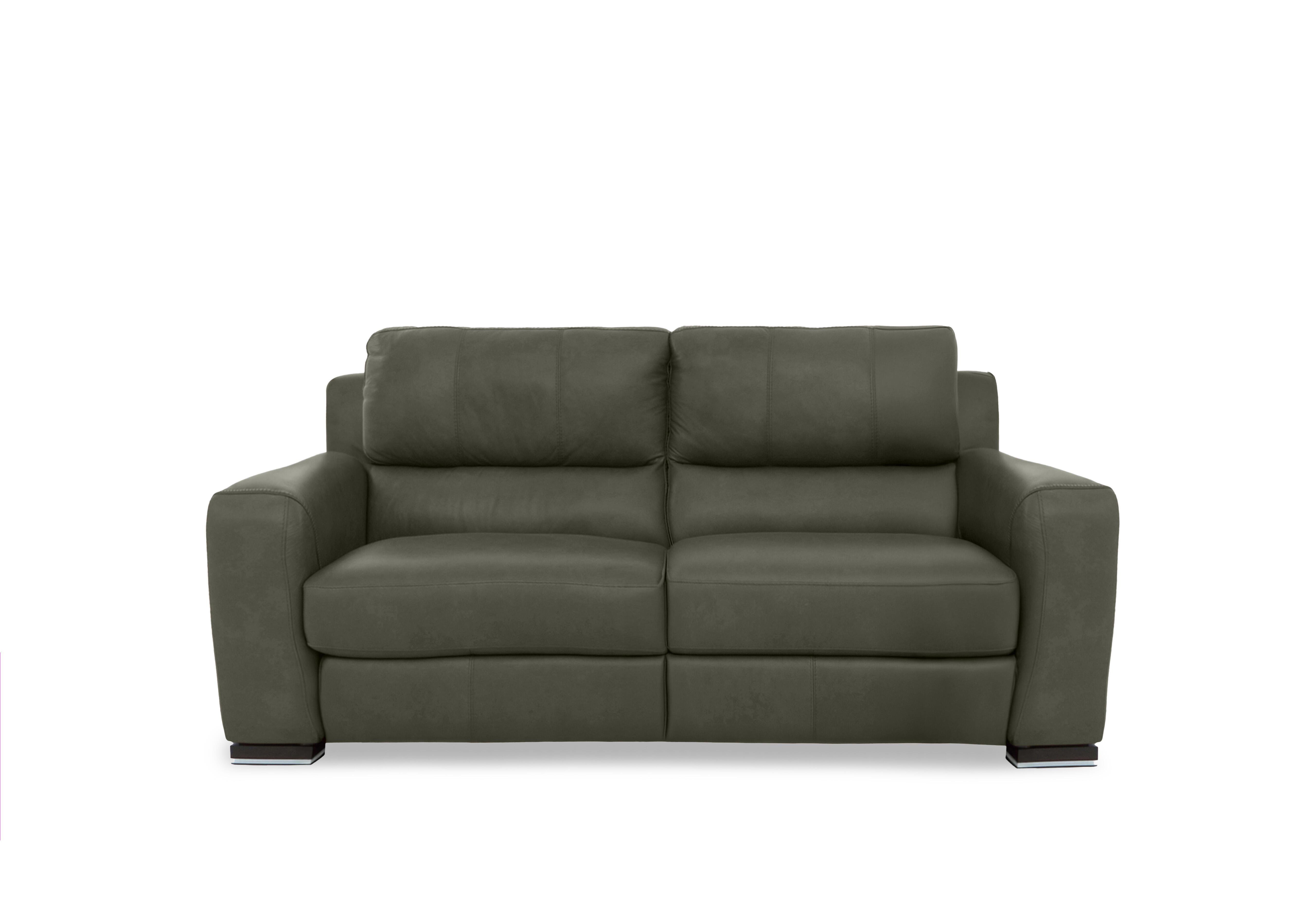 Viali Leather 2 Seater Sofa in Tatto Olive 4372 on Furniture Village