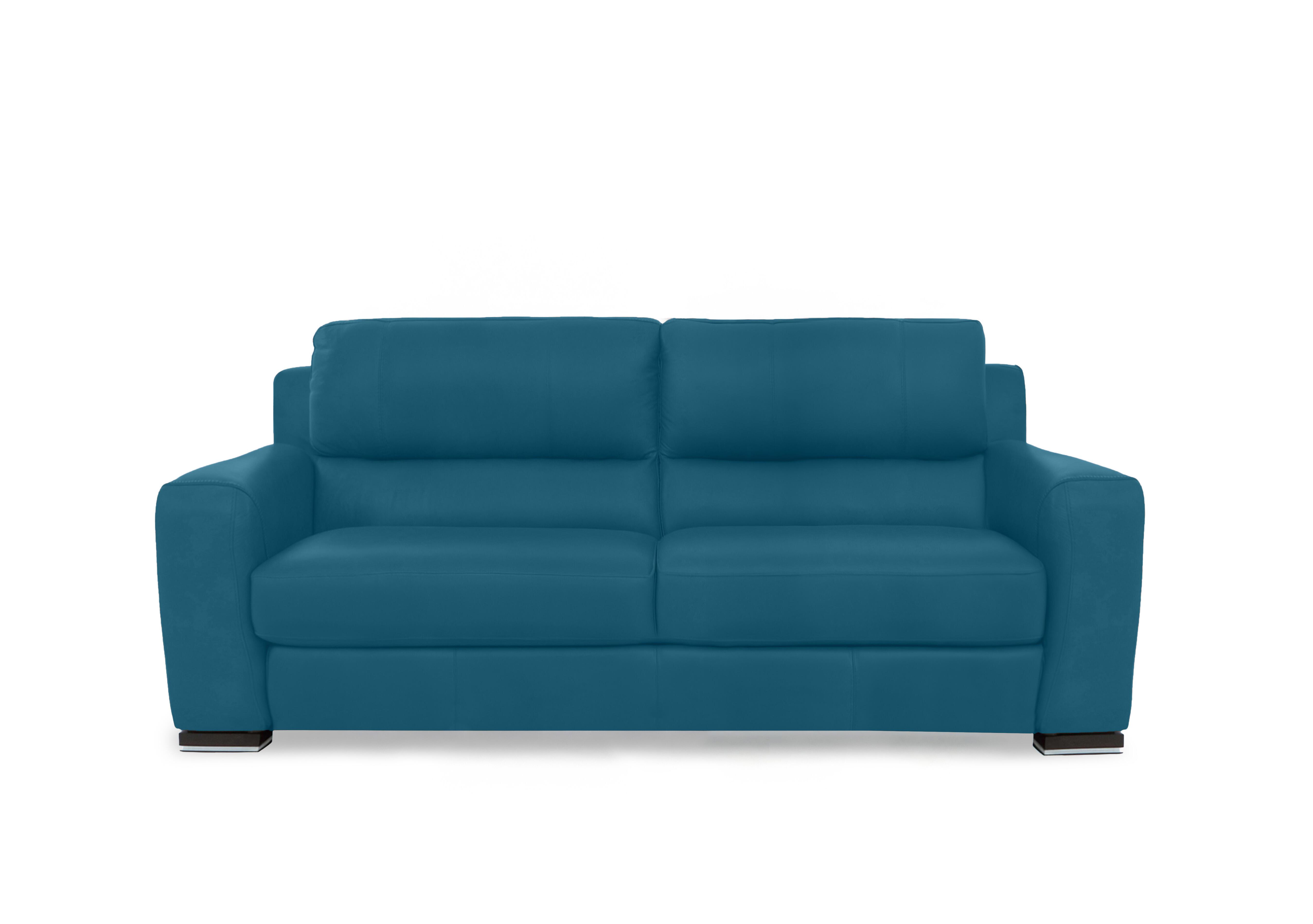Viali Leather 3 Seater Sofa in Cometa Avio 2875 on Furniture Village