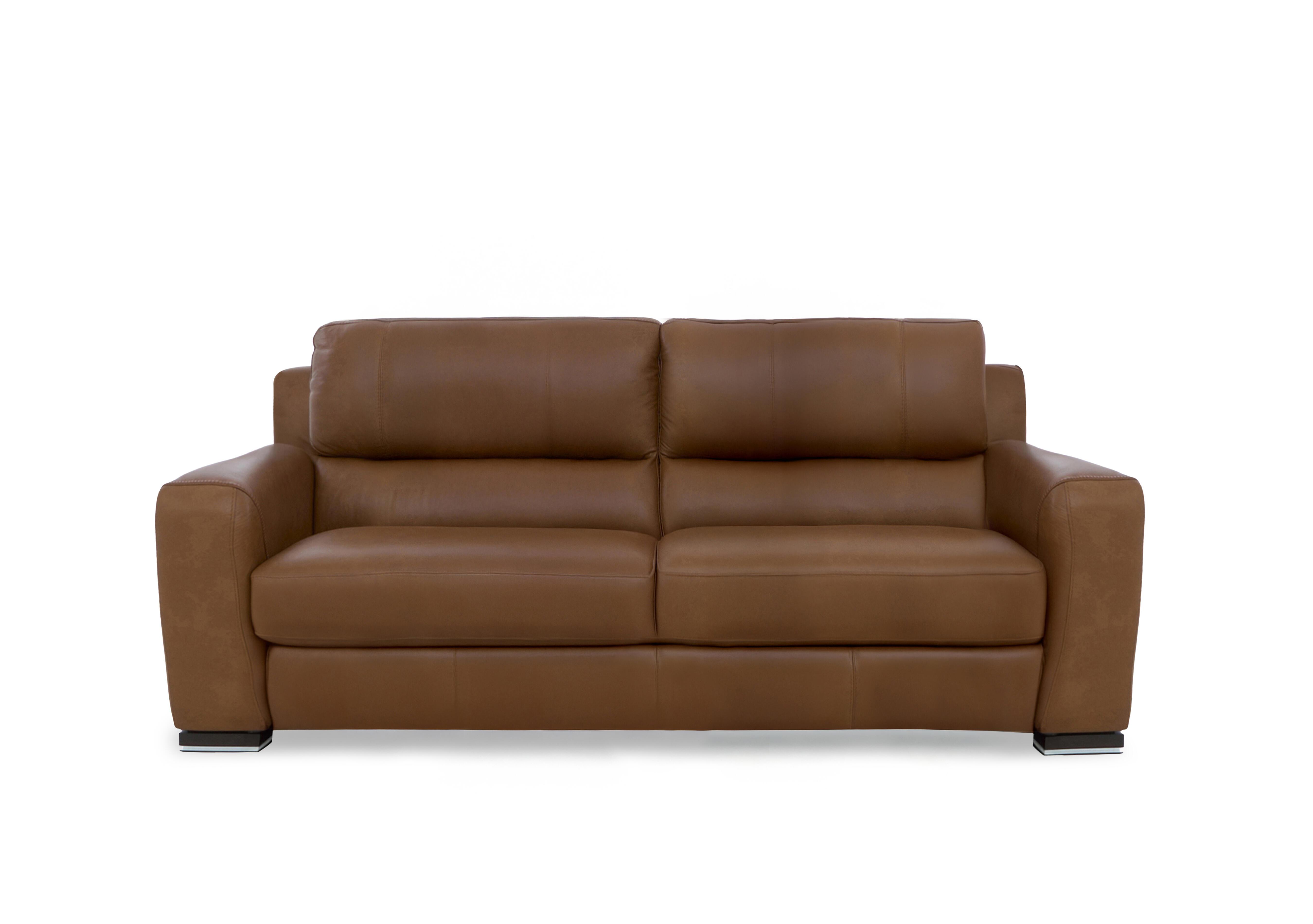 Viali Leather 3 Seater Sofa in Cometa Bark 2877 on Furniture Village