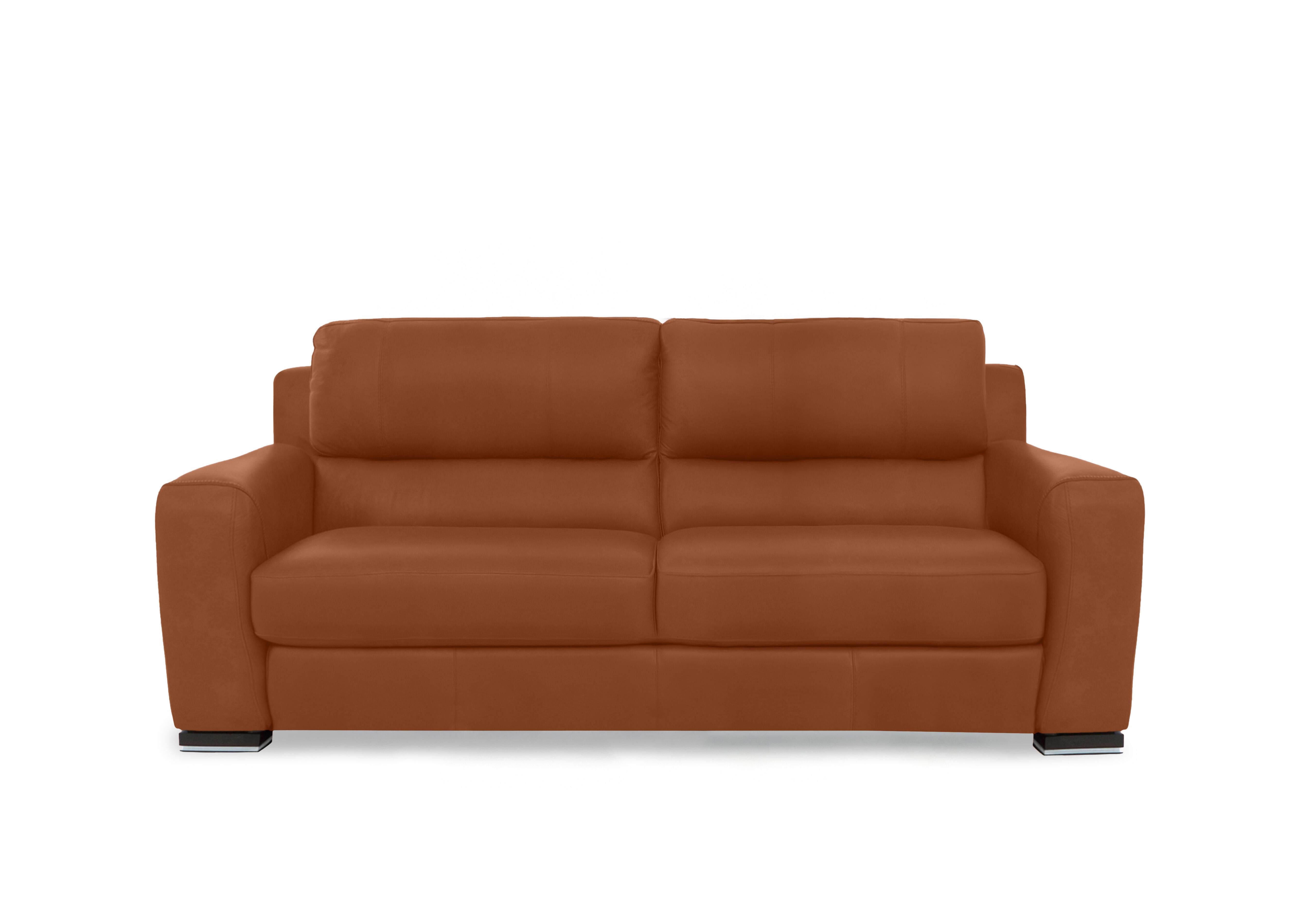 Viali Leather 3 Seater Sofa in Cometa Caramel 2873 on Furniture Village