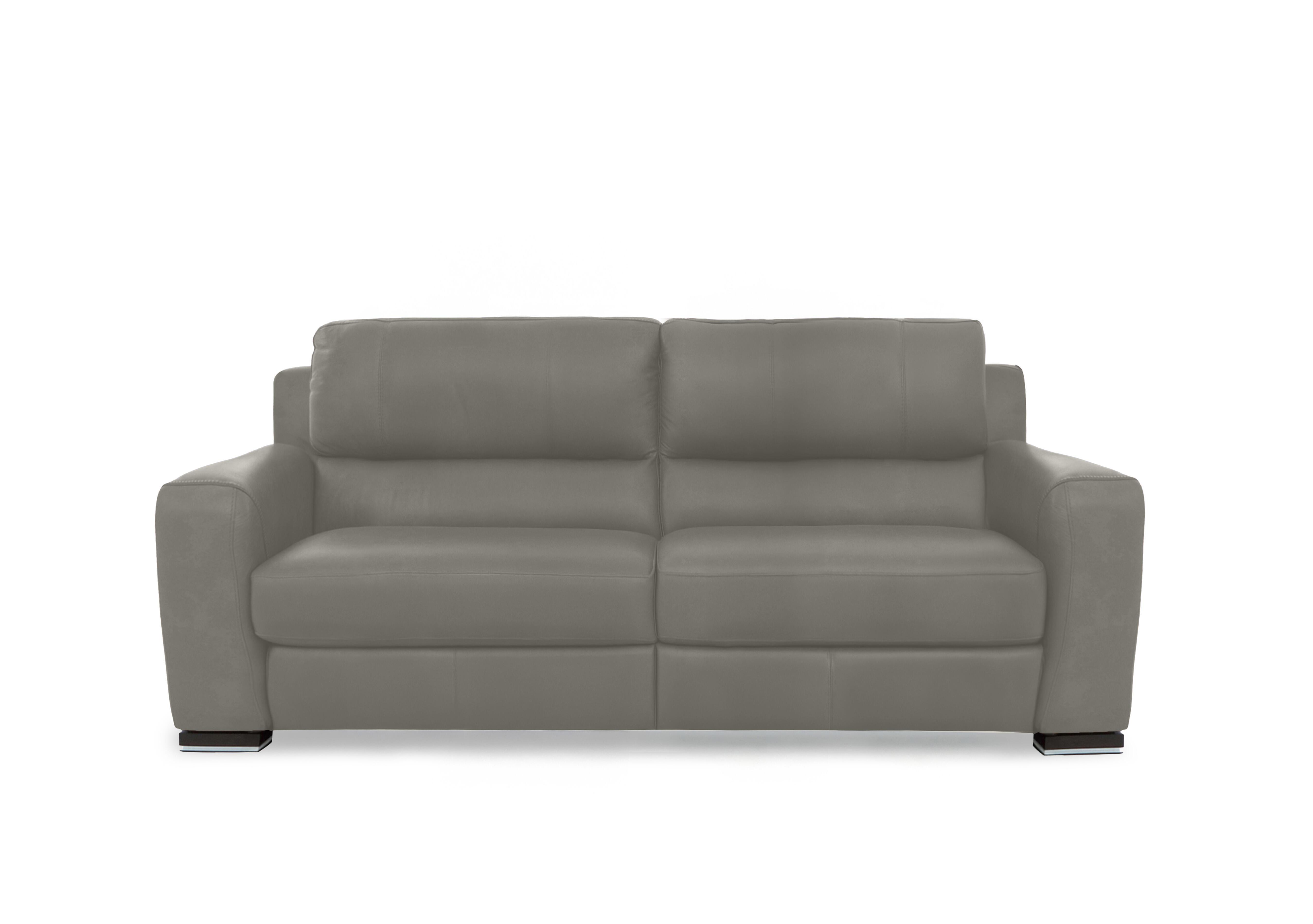 Viali Leather 3 Seater Sofa in Cometa Grey Stone 2876 on Furniture Village
