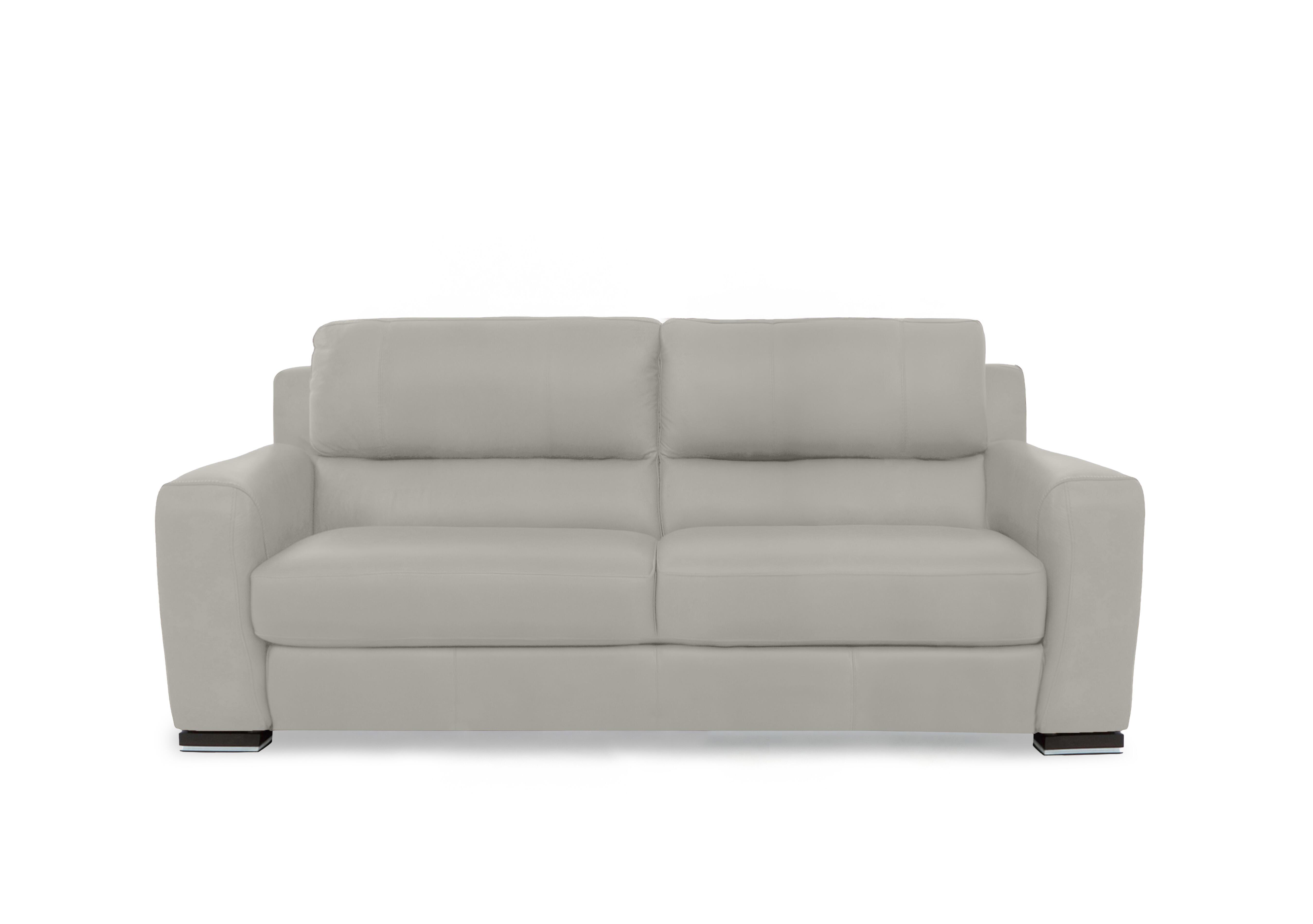 Viali Leather 3 Seater Sofa in Cometa Turtledove 2872 on Furniture Village