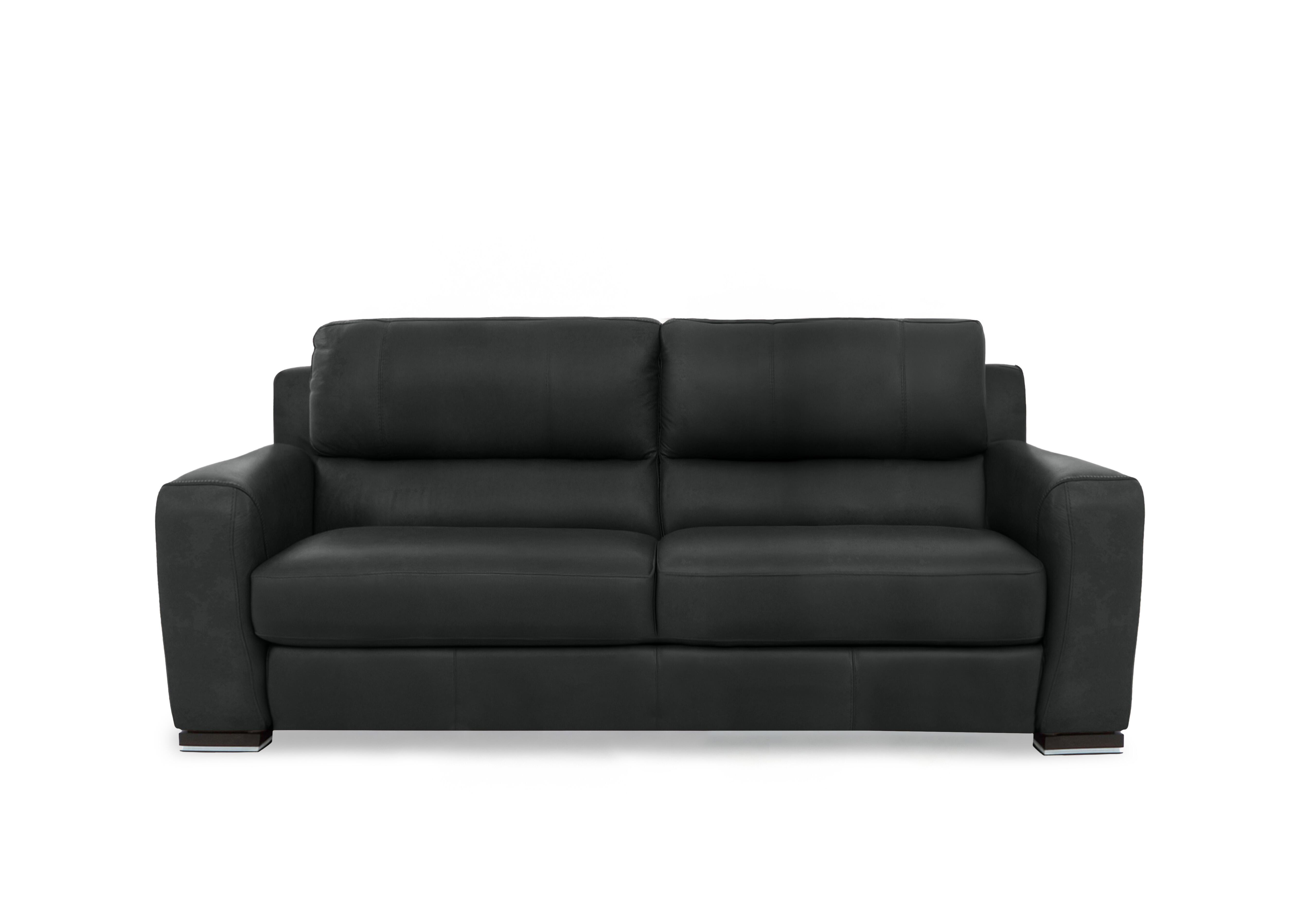 Viali Leather 3 Seater Sofa in Tatto Black 4381 on Furniture Village