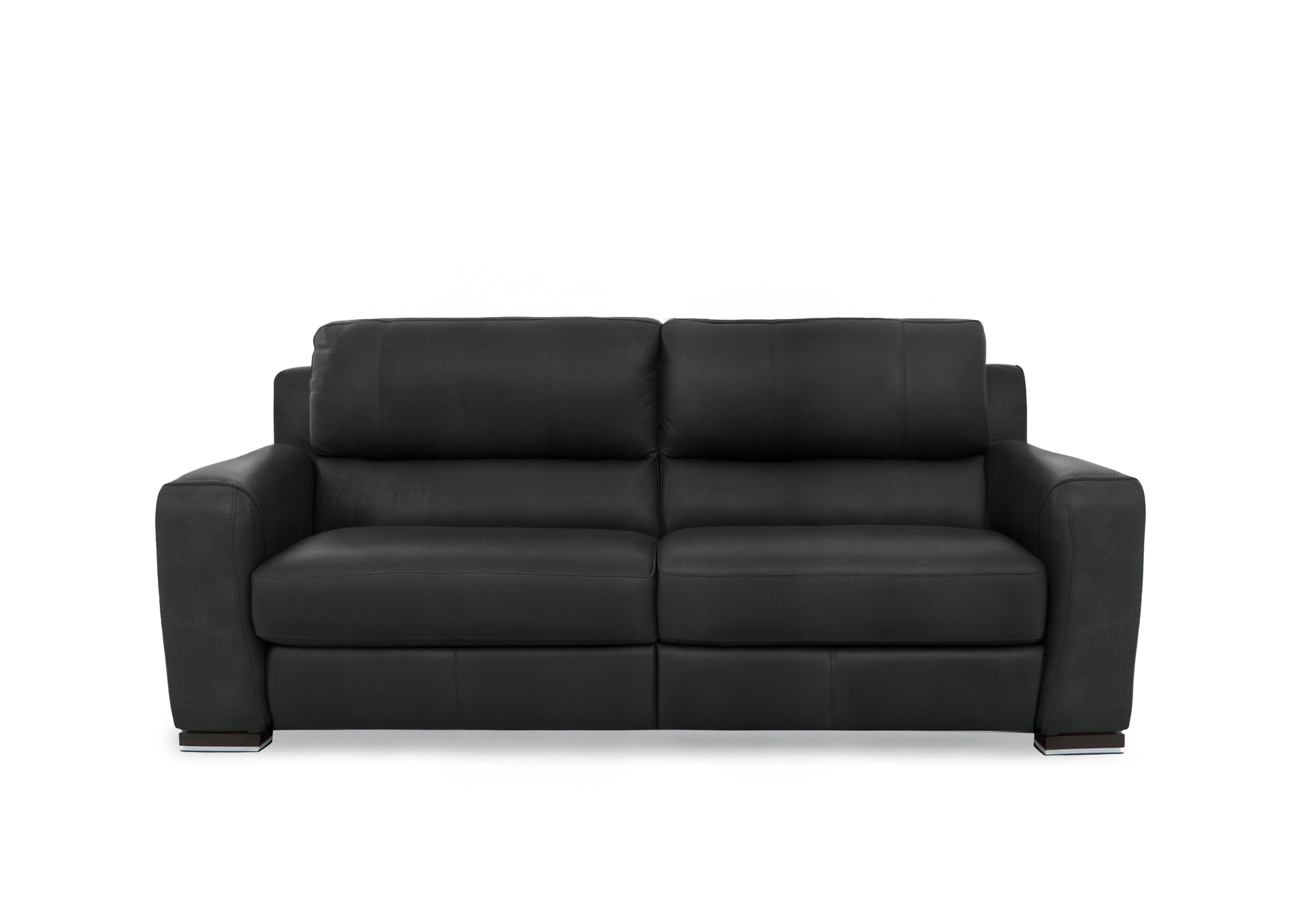 Viali Leather 3 Seater Sofa in Tatto Black 4381 on Furniture Village