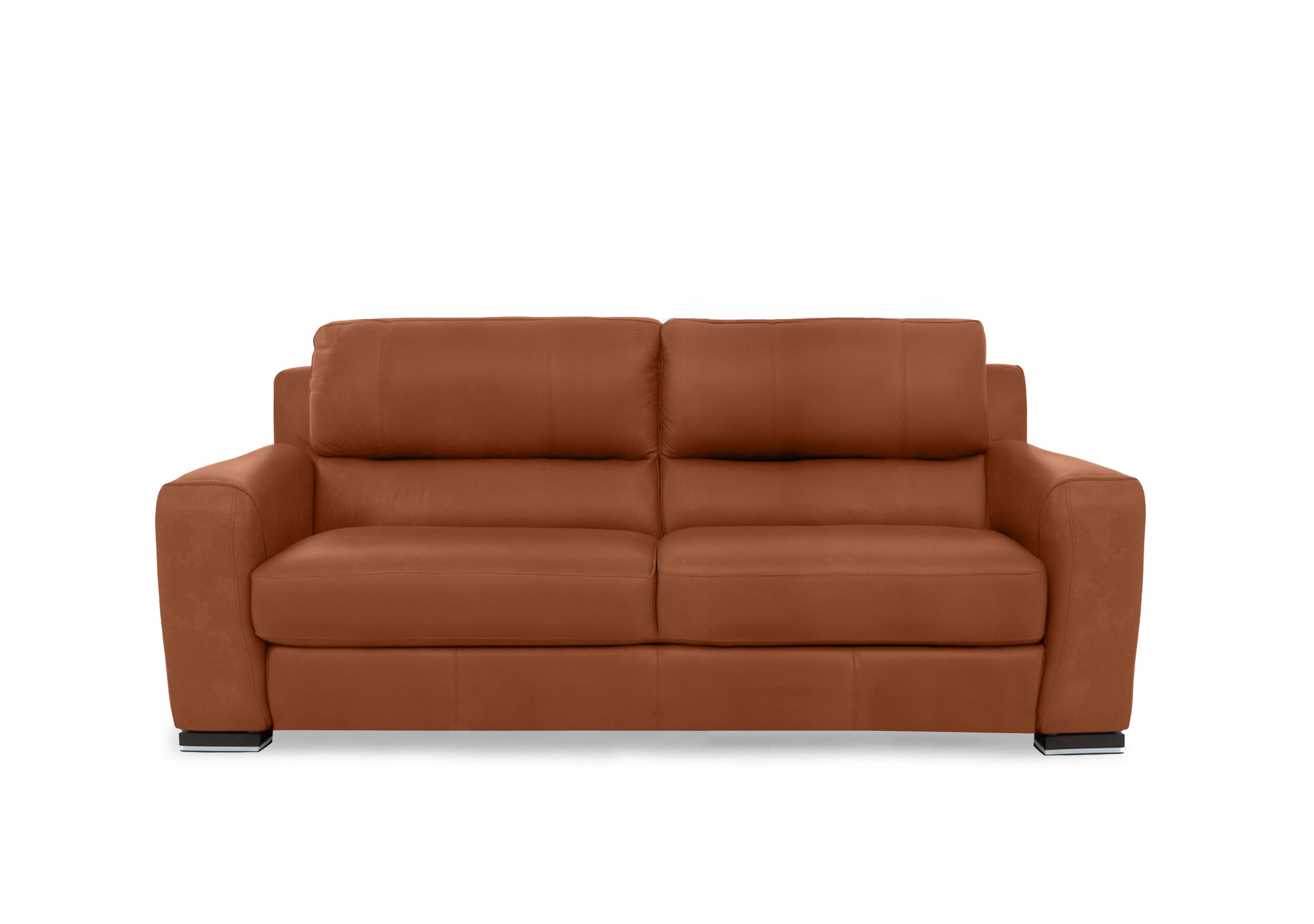 Viali Leather 3 Seater Sofa in Tatto Cognac 4384 on Furniture Village
