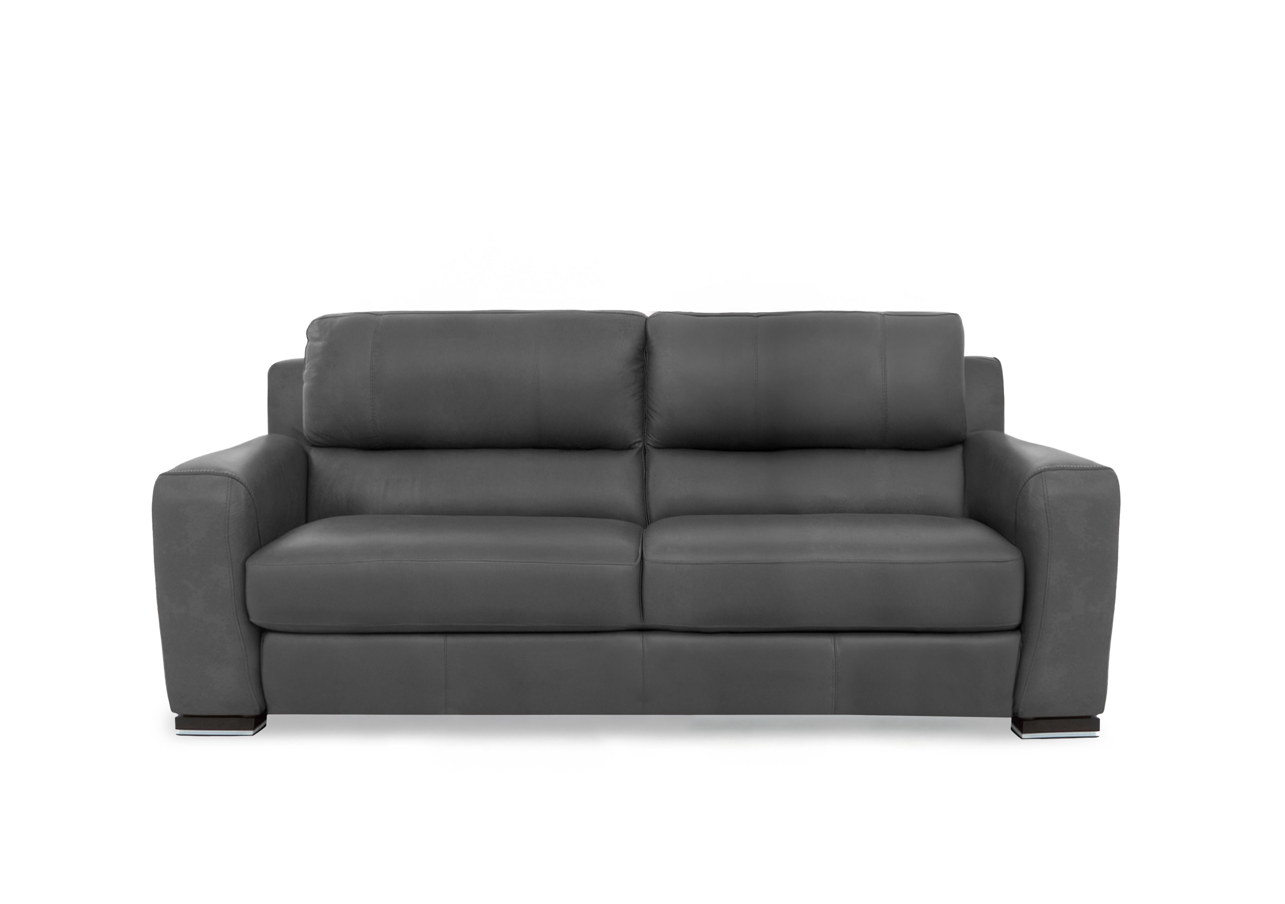 Viali Leather 3 Seater Sofa in Tatto Dark Grey 4382 on Furniture Village