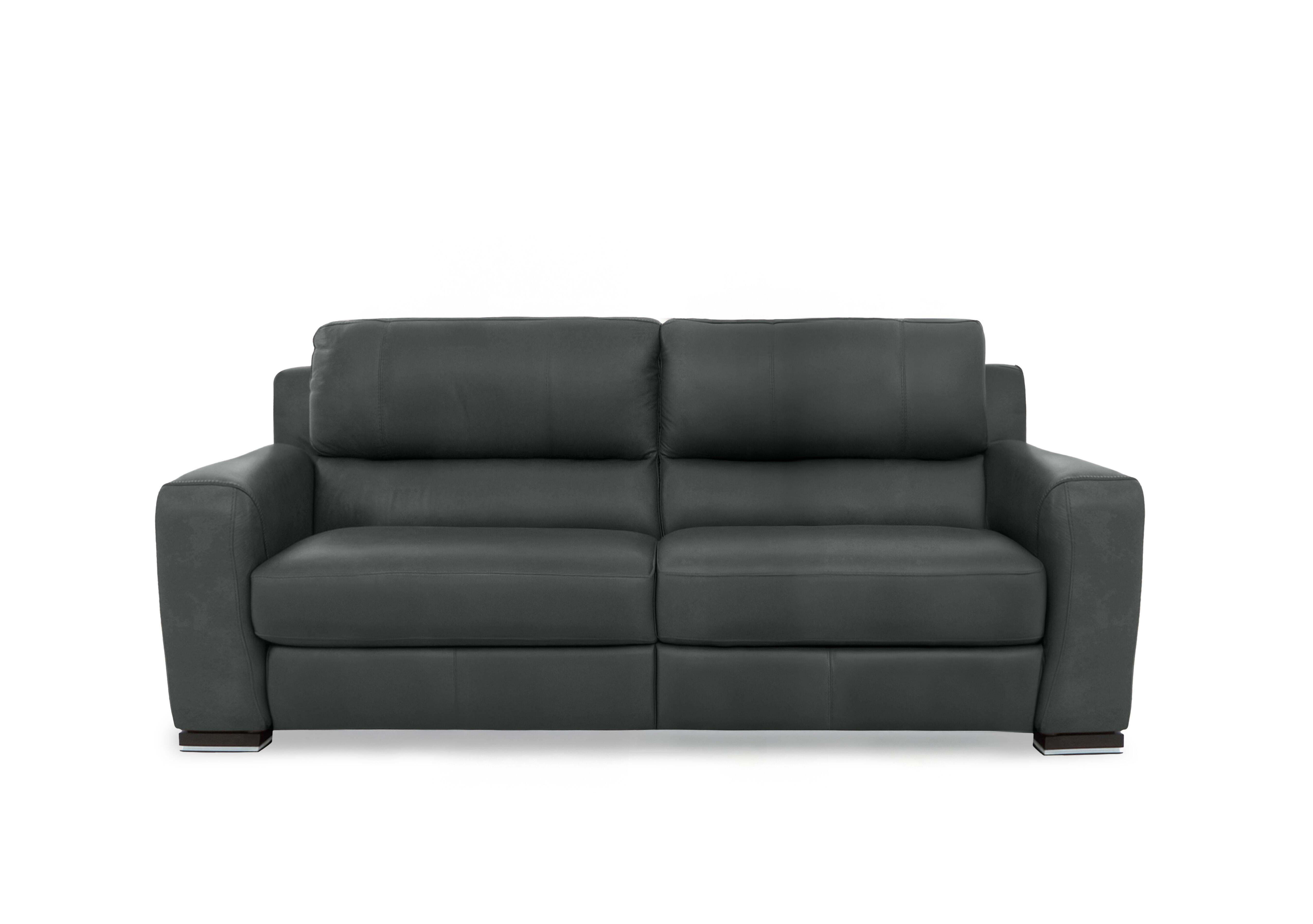 Viali Leather 3 Seater Sofa in Tatto Grey 4370 on Furniture Village