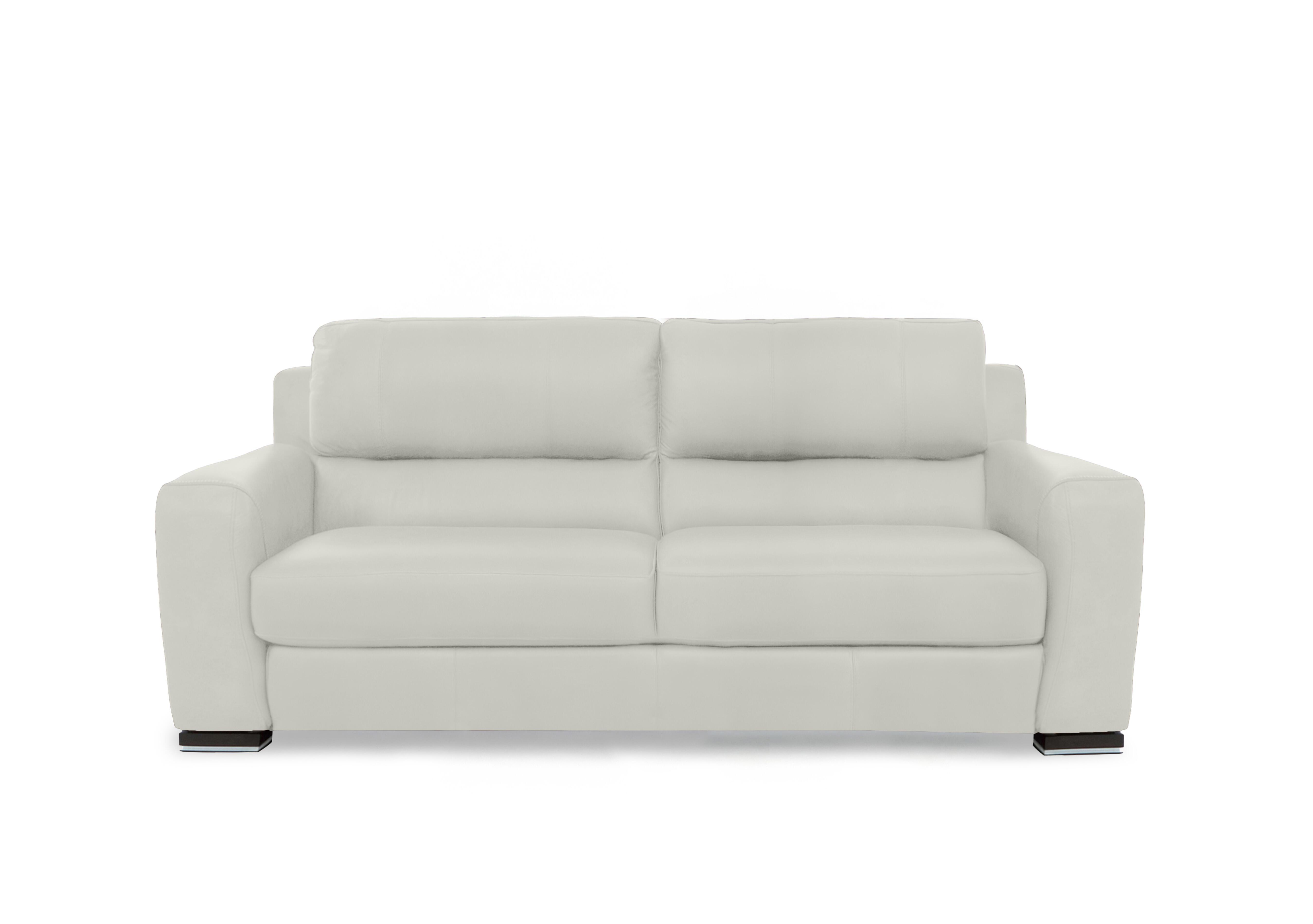 Viali Leather 3 Seater Sofa in Tatto Light Grey 4373 on Furniture Village