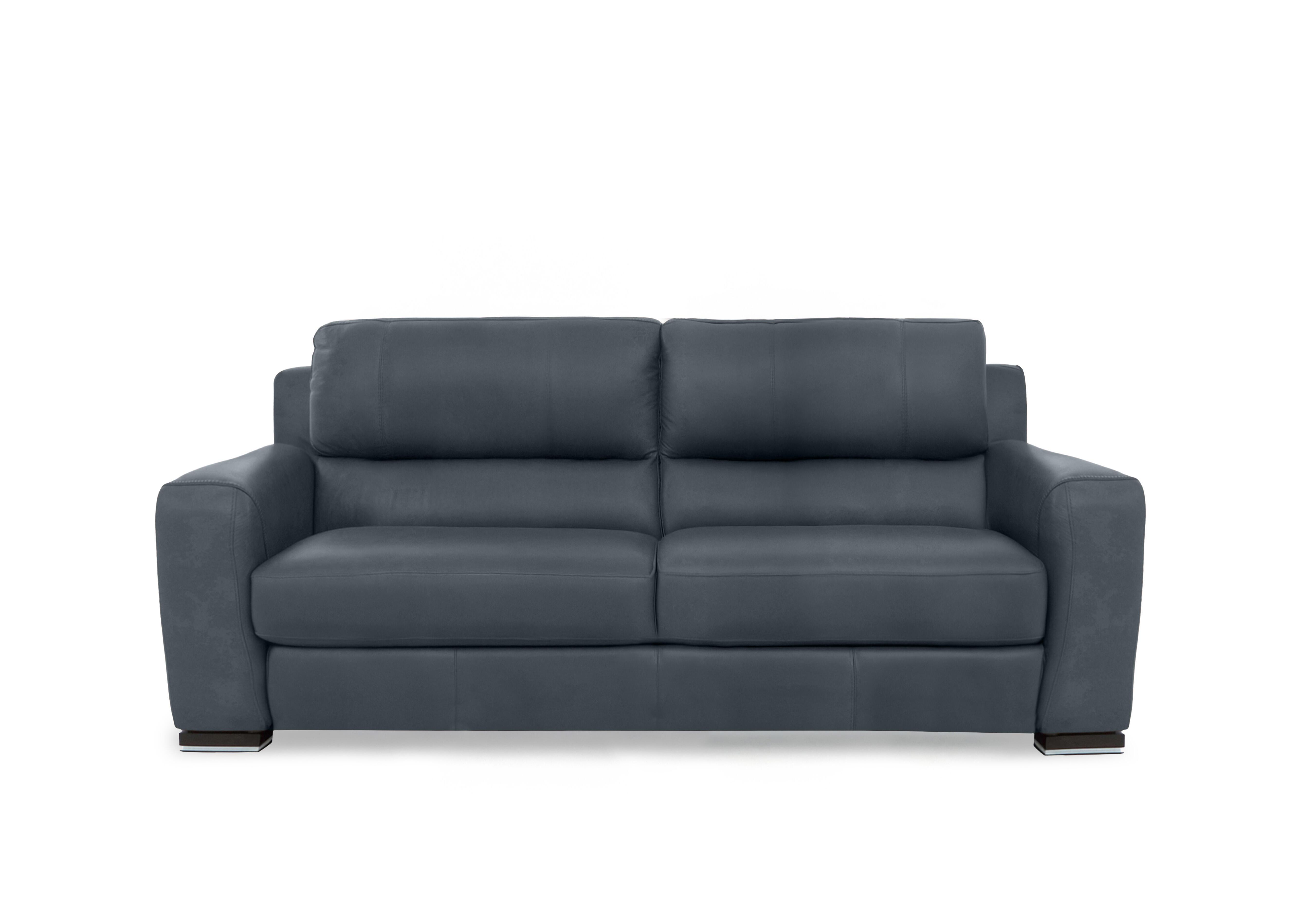 Viali Leather 3 Seater Sofa in Tatto Navy 4371 on Furniture Village