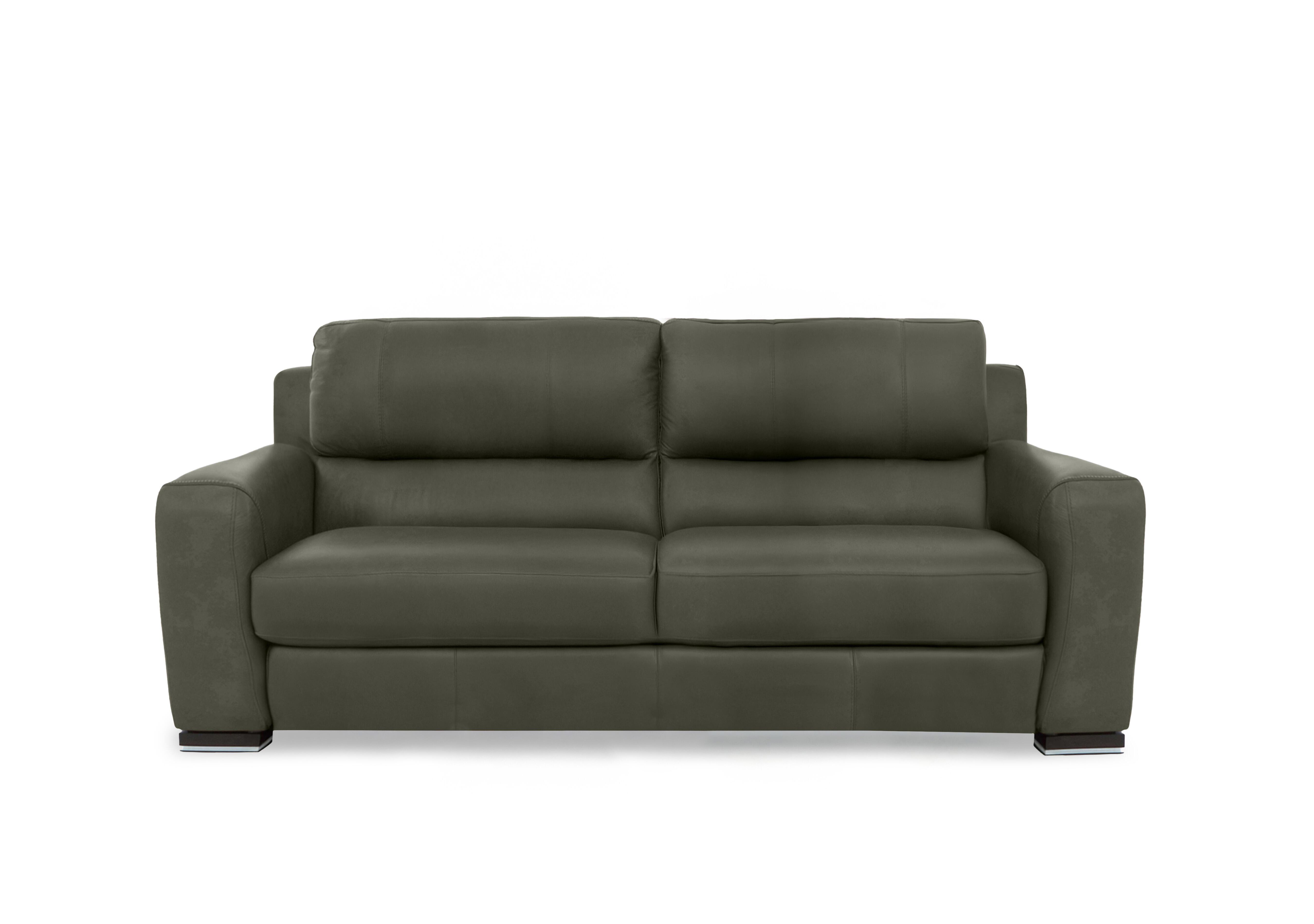 Viali Leather 3 Seater Sofa in Tatto Olive 4372 on Furniture Village