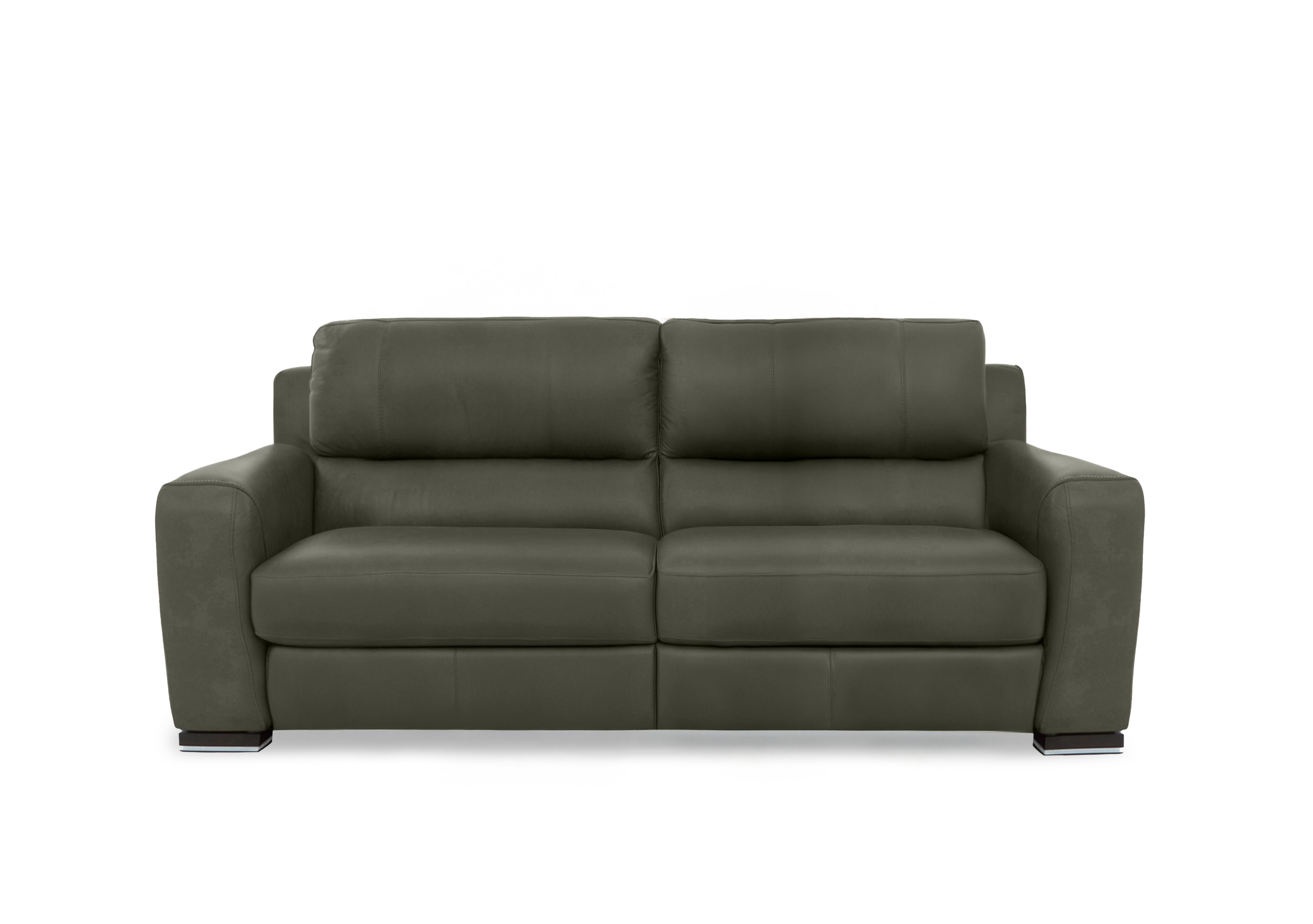 Viali Leather 3 Seater Sofa in Tatto Olive 4372 on Furniture Village