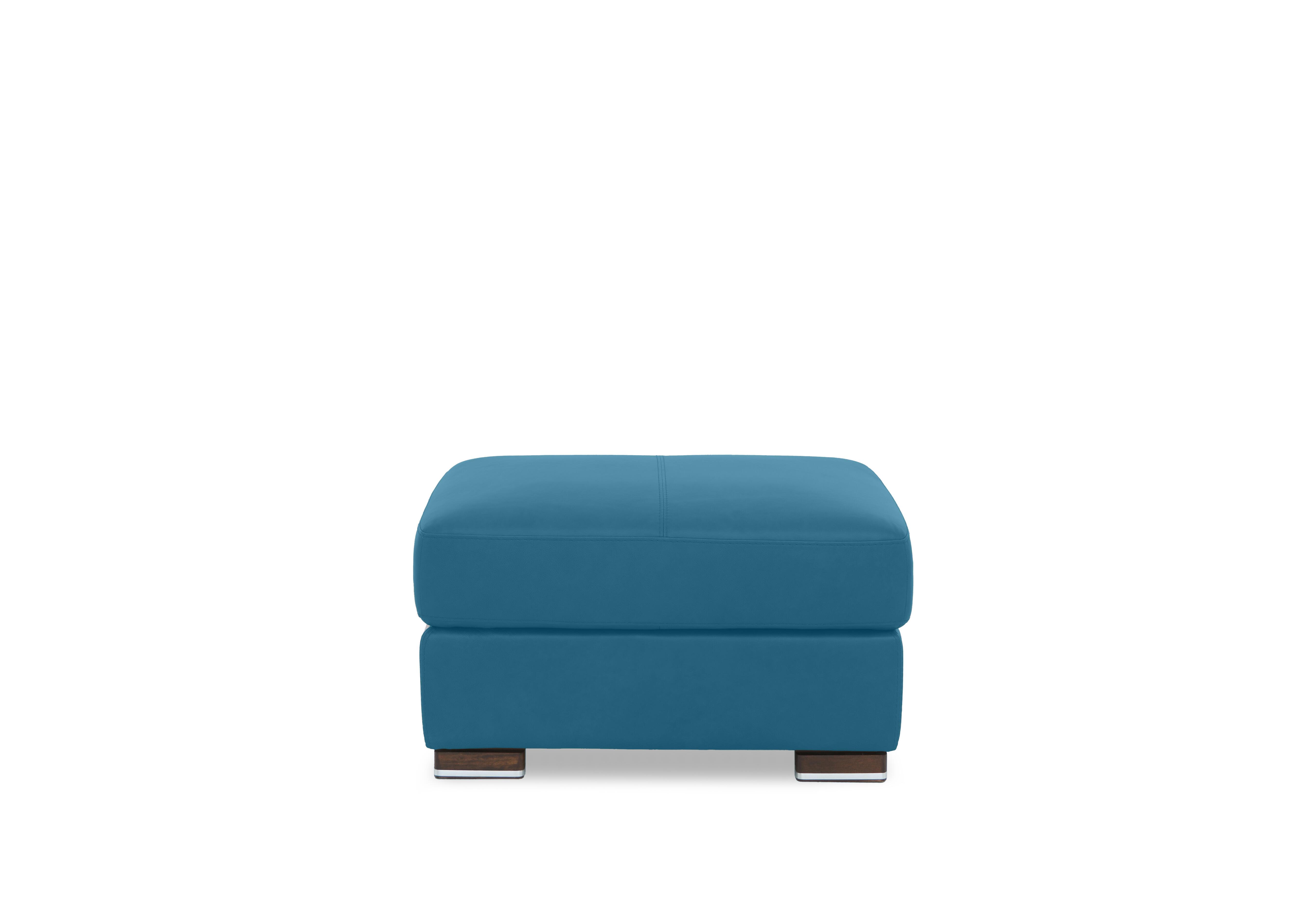 Viali Leather Footstool in Cometa Avio 2875 on Furniture Village
