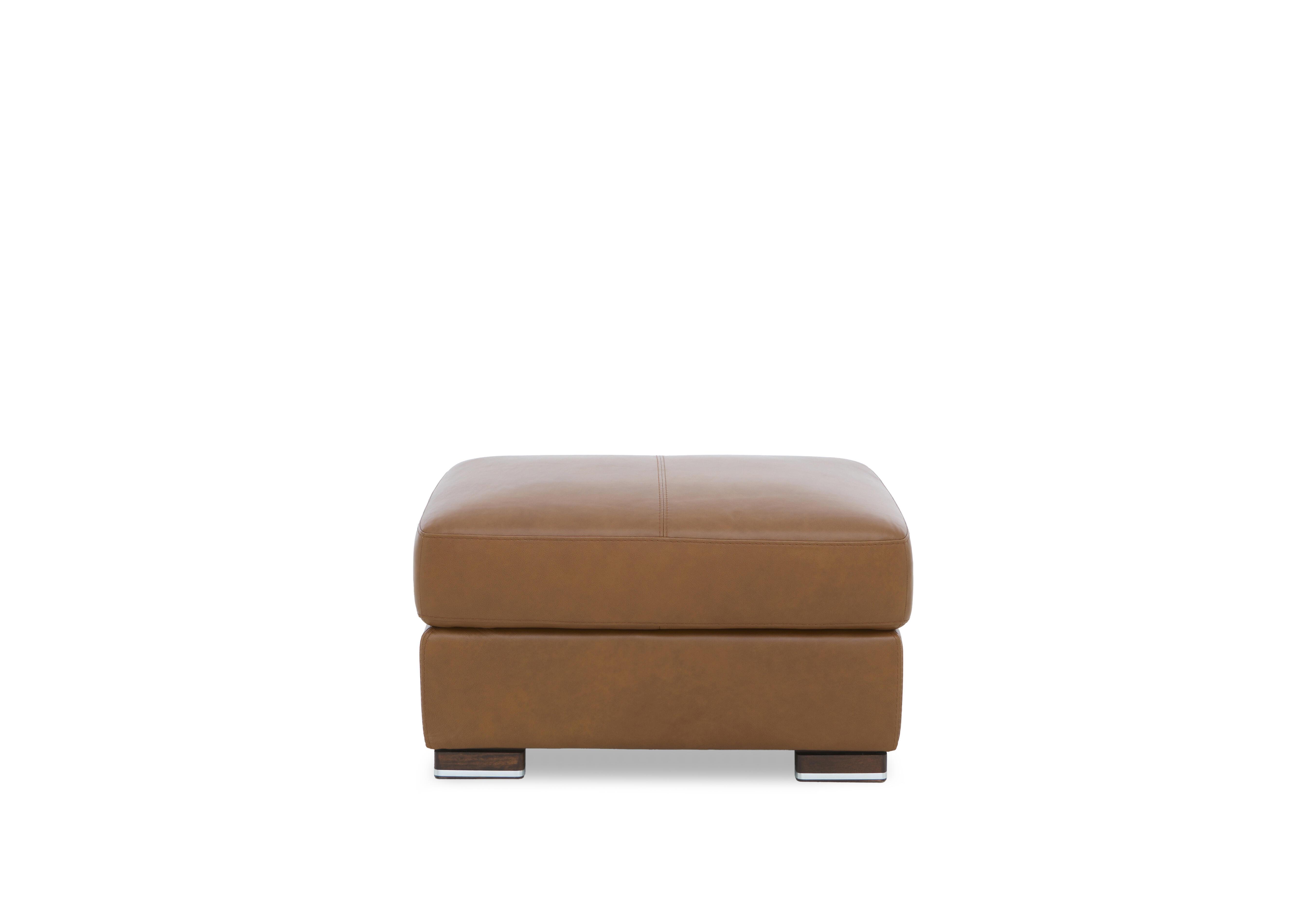 Viali Leather Footstool in Cometa Bark 2877 on Furniture Village