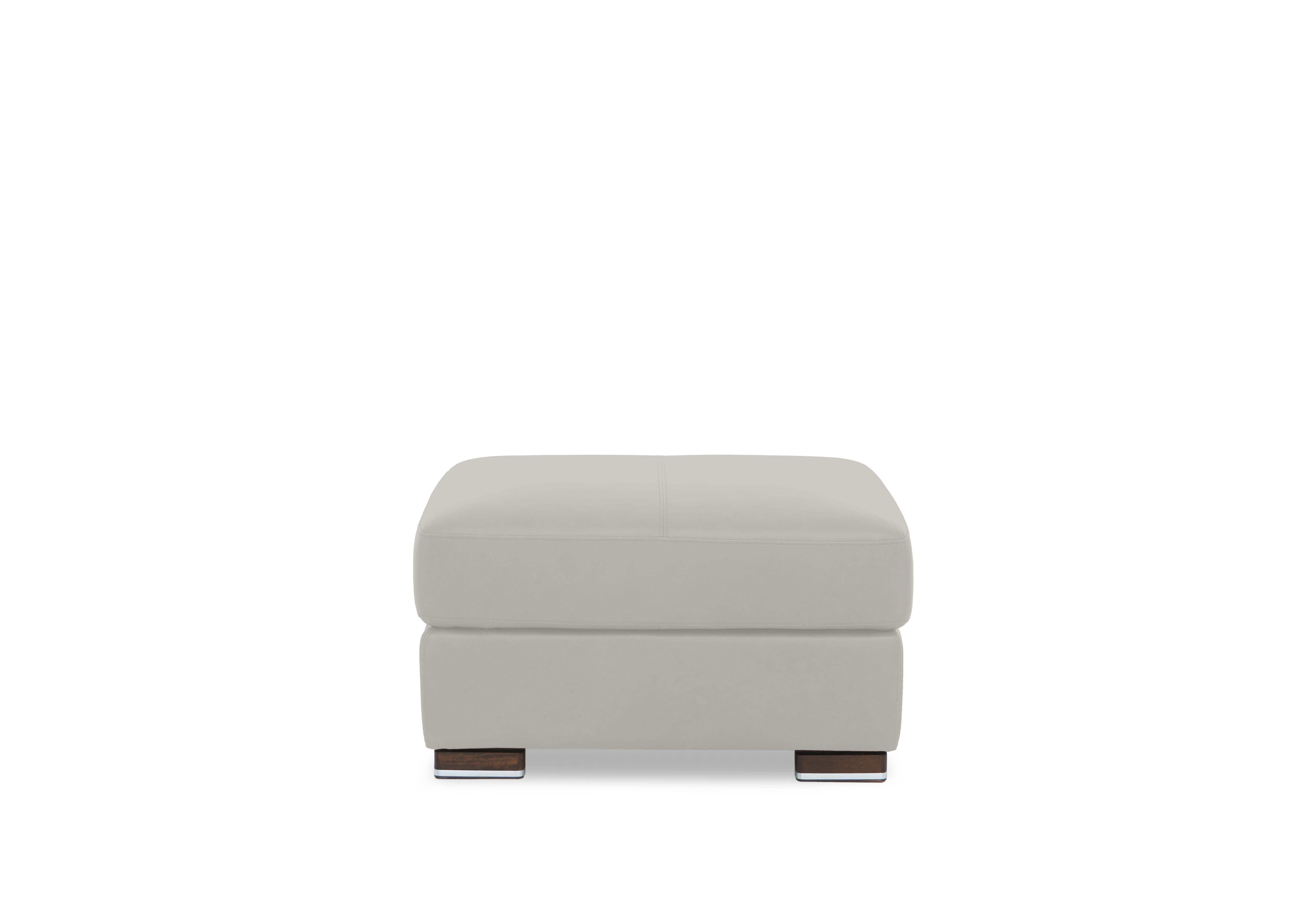Viali Leather Footstool in Cometa Turtledove 2872 on Furniture Village