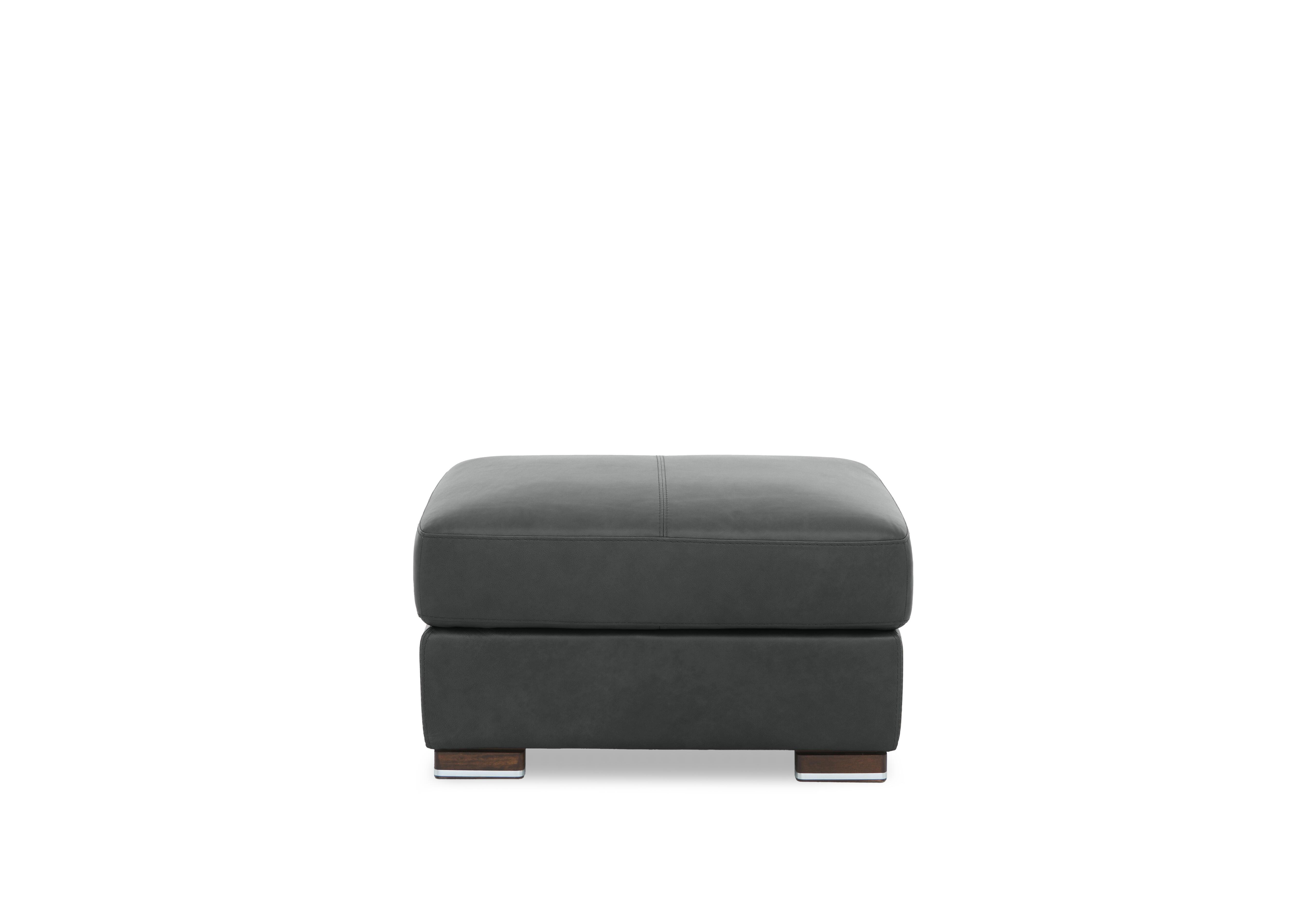 Viali Leather Footstool in Tatto Black 4381 on Furniture Village