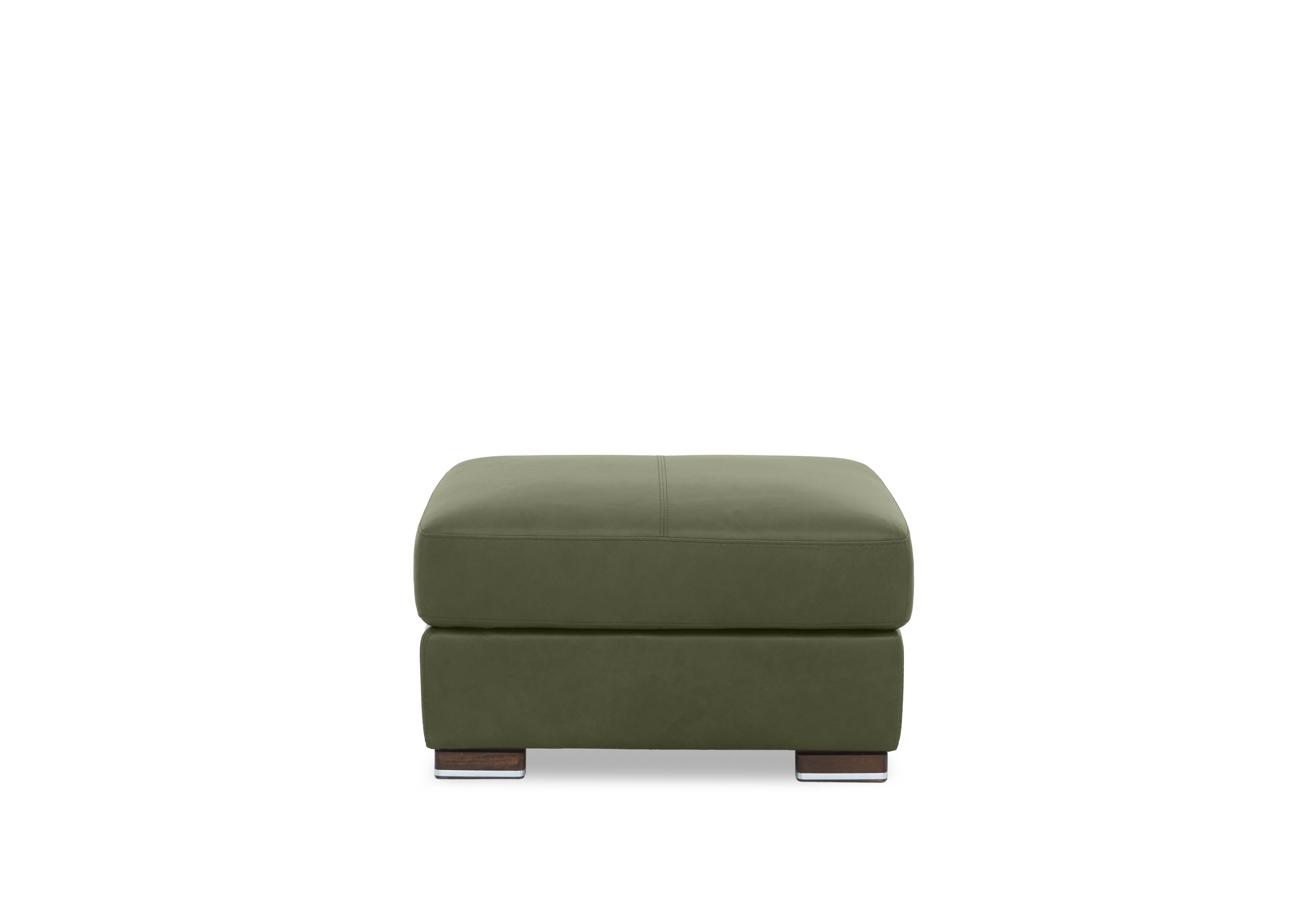 Viali Leather Footstool in Tatto Green 4388 on Furniture Village